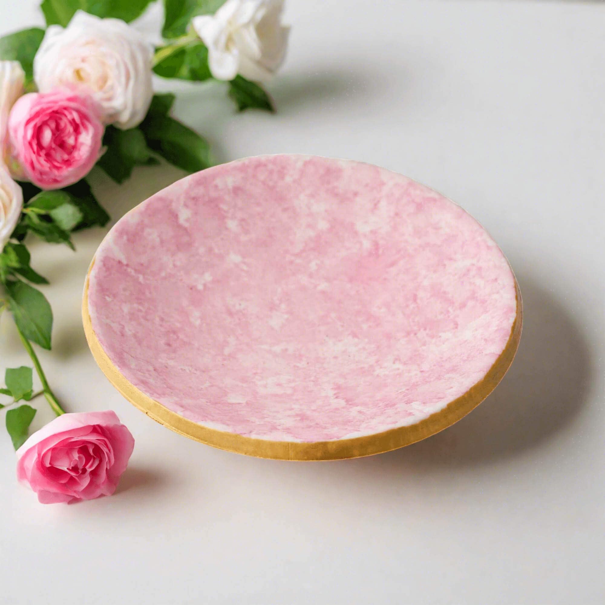 Elegant Pink Jewelry Dish for Rings & Trinkets - Stylish Home Decor & Bedroom Accessories Under $15 - Perfect for Vanity Organizer, Gift Box & Nightstand Display