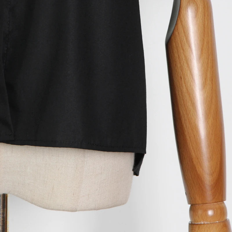 Stylish Black Casual Shirt for Women - Lapel Lantern Sleeve Patchwork Diamond Design Blouse | Perfect for Office, Dating & Everyday Wear