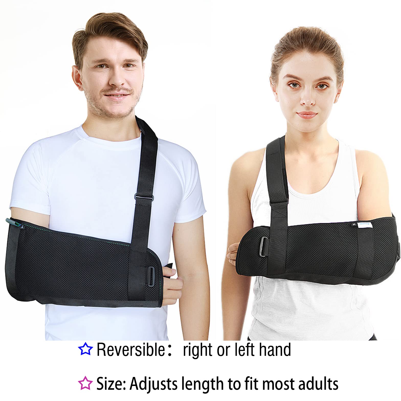 Shoulder Sling with Back Belt - Adjustable Arm Support for Shoulder, Elbow & Wrist Injuries - Lightweight Shoulder Immobilizer for Men & Women (Left/Right Arm, Size S) - Ideal for Post-Surgery Recovery & Rotator Cuff Support