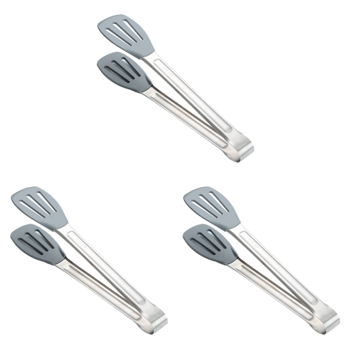 UPKOCH Set of 3 Stainless Steel Kitchen Tongs - Cooking Utensils for Grilling, Serving, and Ice Handling - Perfect for BBQ, Salad, and Food Preparation