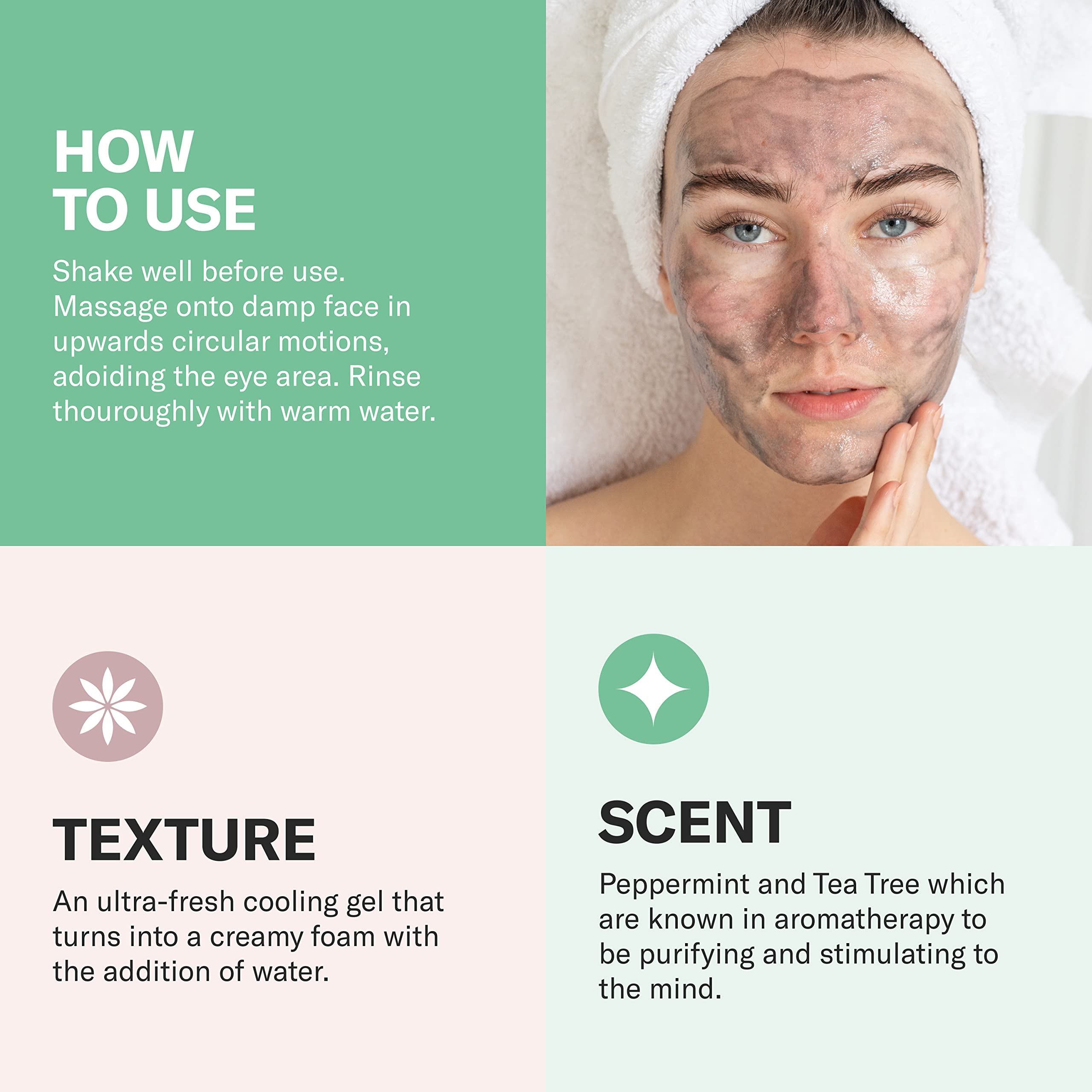 Odacité Black Mint Activated Charcoal & Rhassoul Clay Facial Cleanser - Deep Cleansing Foam Face Wash for Oily & Acne-Prone Skin - Gentle Exfoliating & Oil Control - 3.38 fl oz | Perfect for Daily Skincare Routine & Travel Size