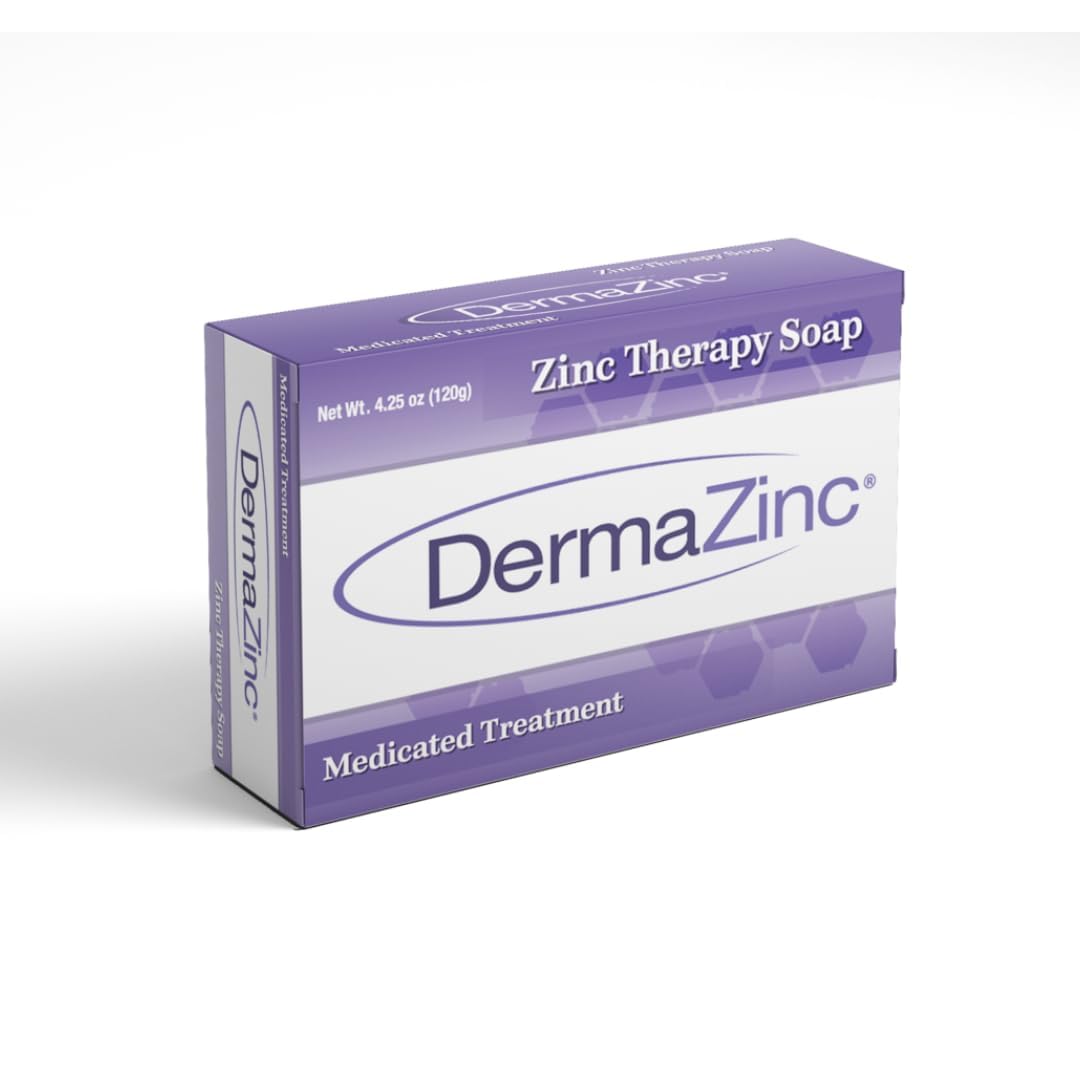 DermaZinc Zinc Therapy Soap Bar for Eczema, Psoriasis & Acne - 4.25oz (120g) x 3 Pack - Medicated Skin Care for Dry, Itchy & Irritated Skin - Perfect for Daily Face & Body Wash