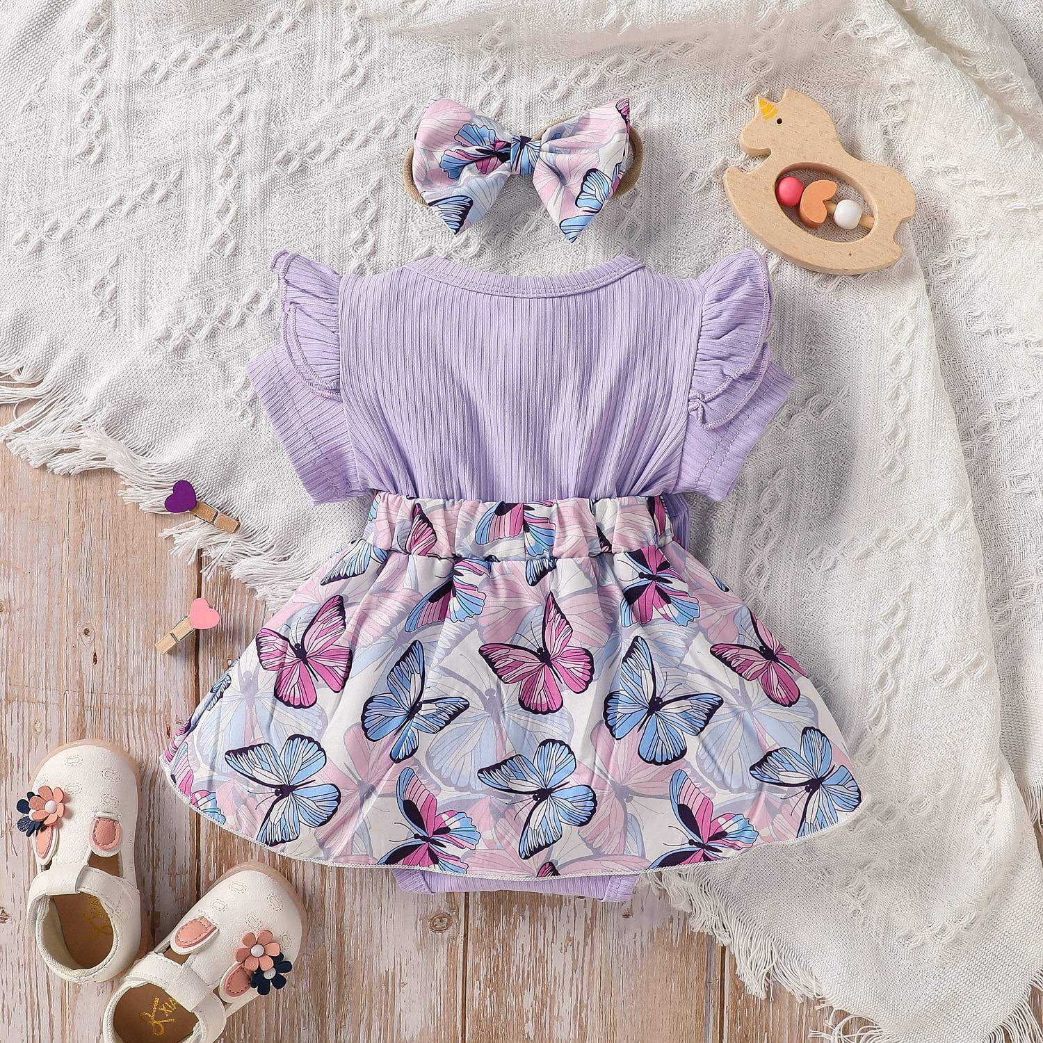 Christmas Baby Girl Outfit - Long Sleeve Floral Romper Dress & Bodysuit Playsuit for Infant Girls | Fall & Holiday Season Wardrobe