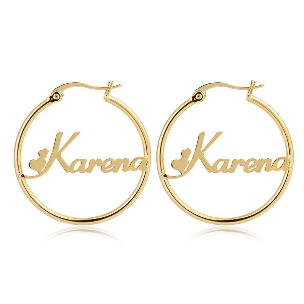 Personalized Name Hoop Earrings for Women - Custom Bohemian Bamboo Dangle Earrings with Engraved Names | Unique Birthday Jewelry Gifts for Her, Teen Girls | Perfect for Everyday Wear, Parties & Special Occasions