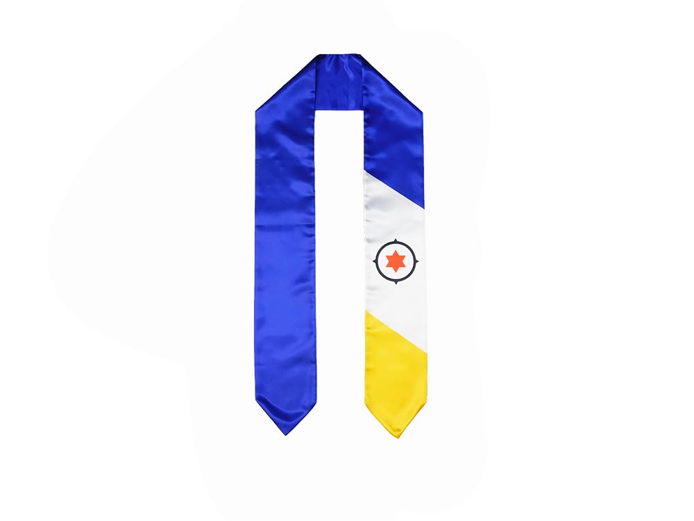Bonaire Flag Graduation Stole & Sash - Red, Yellow, Blue & White - Perfect for Graduation Ceremonies, Cultural Events & Pride Celebrations