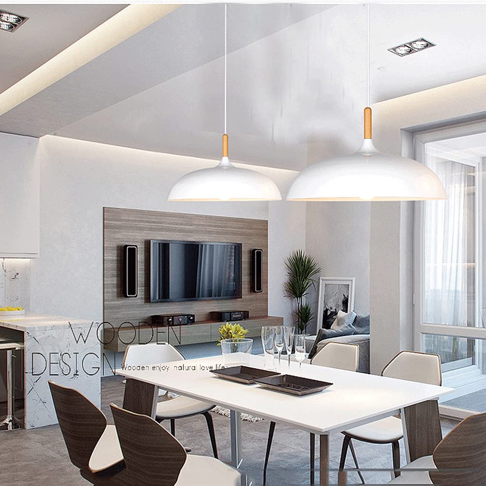 Modern Wooden Pattern E27 Pendant Light - Minimalist Dome Ceiling Lamp for Kitchen Island, Dining Room, Living Room, Bedroom & Coffee Bar | Perfect for Farmhouse, Industrial & Scandinavian Decor Styles