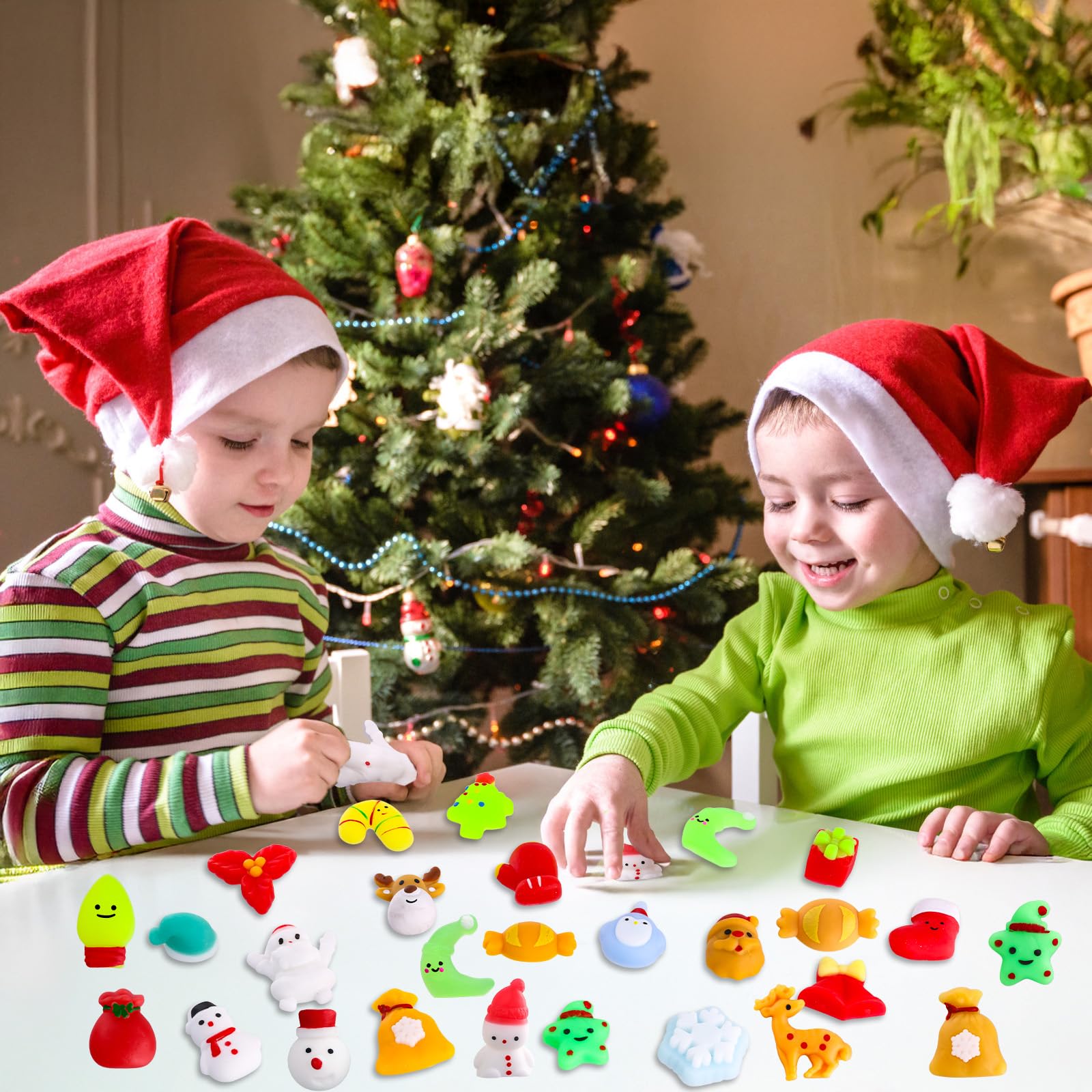 24Pcs Christmas Squishy Toys Bulk - Stocking Stuffers for Kids Party Favors | Holiday Gift Fillers