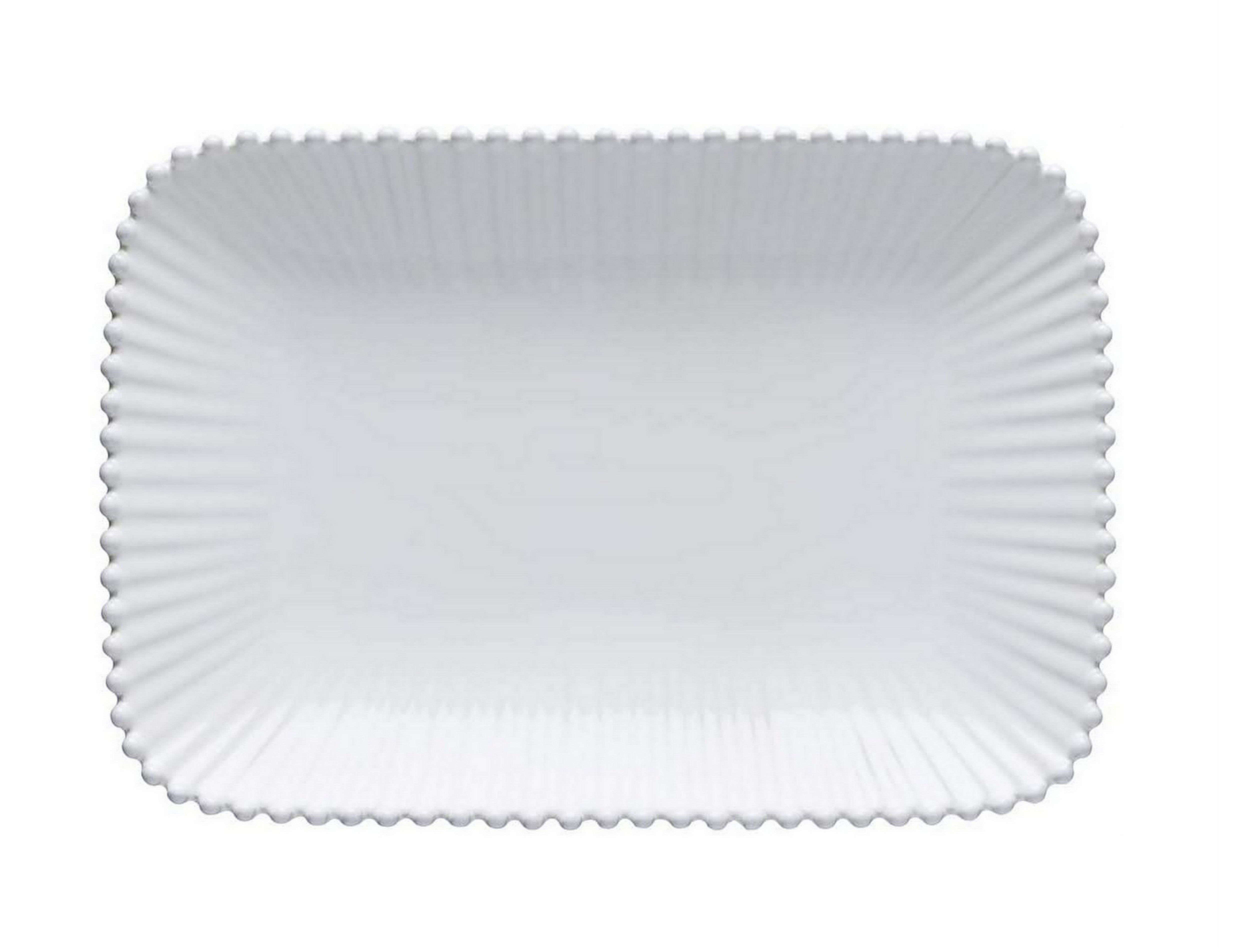 COSTA NOVA Pearl Collection 15.5x11 Inch White Ceramic Rectangular Serving Platter - Elegant Stoneware Dish for Holiday Dinners, Party Appetizers & Home Decor