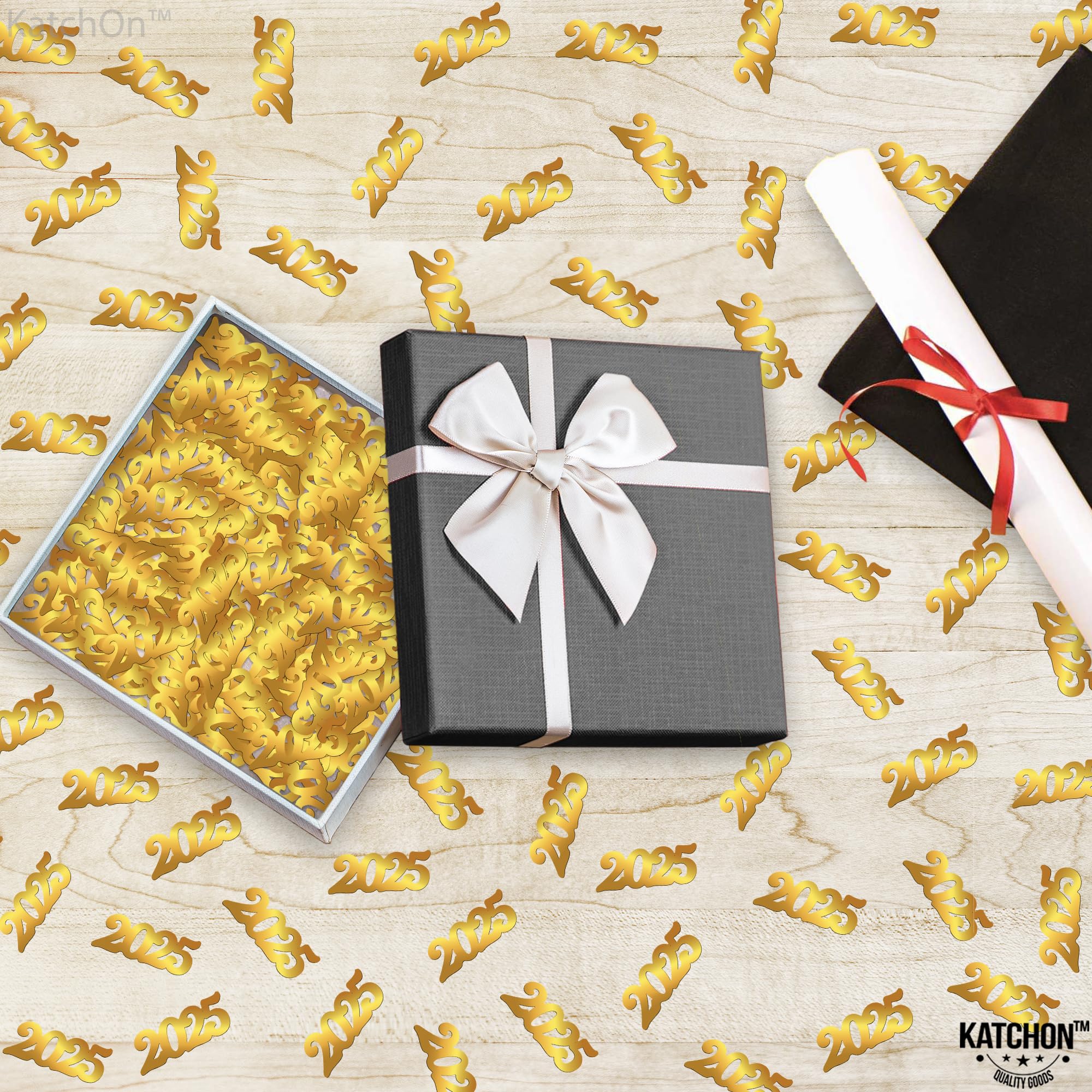 KatchOn 2025 Gold Graduation Confetti - 500pcs Shiny Gold Confetti for Graduation Party Decorations, Table Scatter, Grad Party Supplies | Perfect for Graduation Ceremonies, Photo Backdrops & Celebration Decor