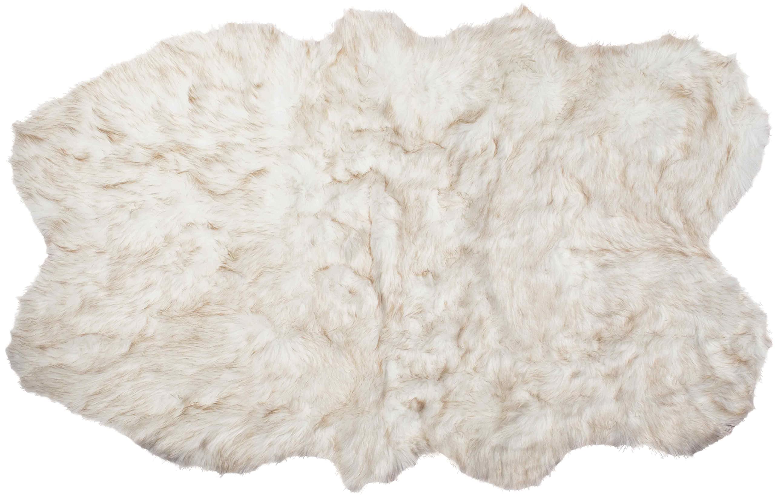 Premium Faux Fur Area Rug - Ultra Soft & Plush, Machine Washable, Non-Slip Backing - 4x6 Feet Gradient Tan Shag Rug for Living Room, Bedroom, Office - Cozy Home Decor & Pet-Friendly Floor Mat