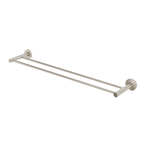 Modern Double Towel Bar in Satin Nickel - A8325-24-SN - Contemporary Bathroom Hardware for Showers & Spa-Like Luxury