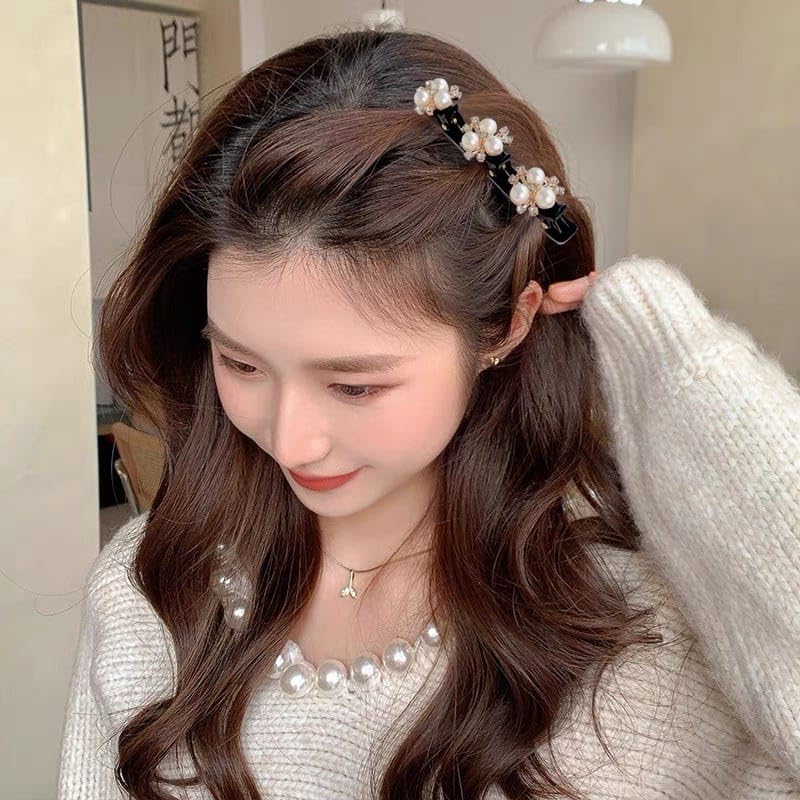 2 Pack Rhinestone Hair Clips for Women - Elegant Braided Flower Barrettes with Sparkling Crystals | Hair Accessories for Long Hair, Weddings, Parties & Special Occasions