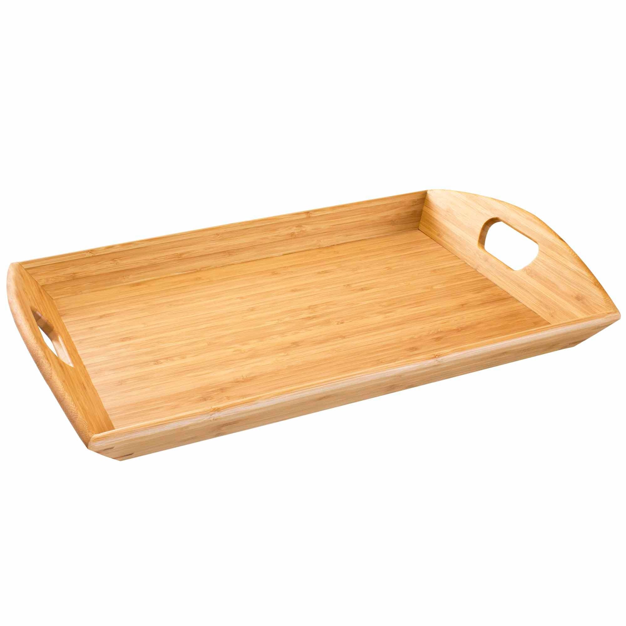 Butler's Serving Tray with Handles - 23 x 15 x 3 Inches - Elegant Wooden Serving Platter for Dining, Breakfast in Bed, Tea Parties & Entertaining Guests