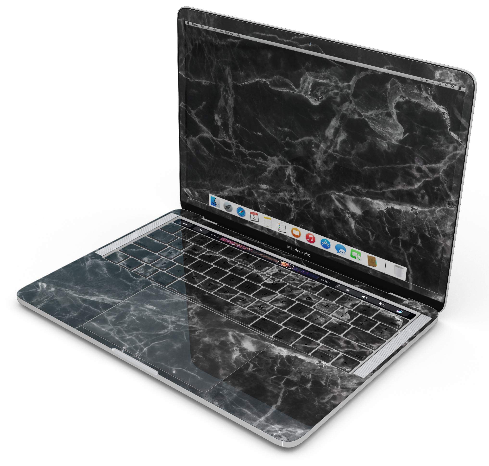 Premium Smooth Black Marble Vinyl Wrap - Scratch Resistant Full-Body Skin for MacBook Pro 16