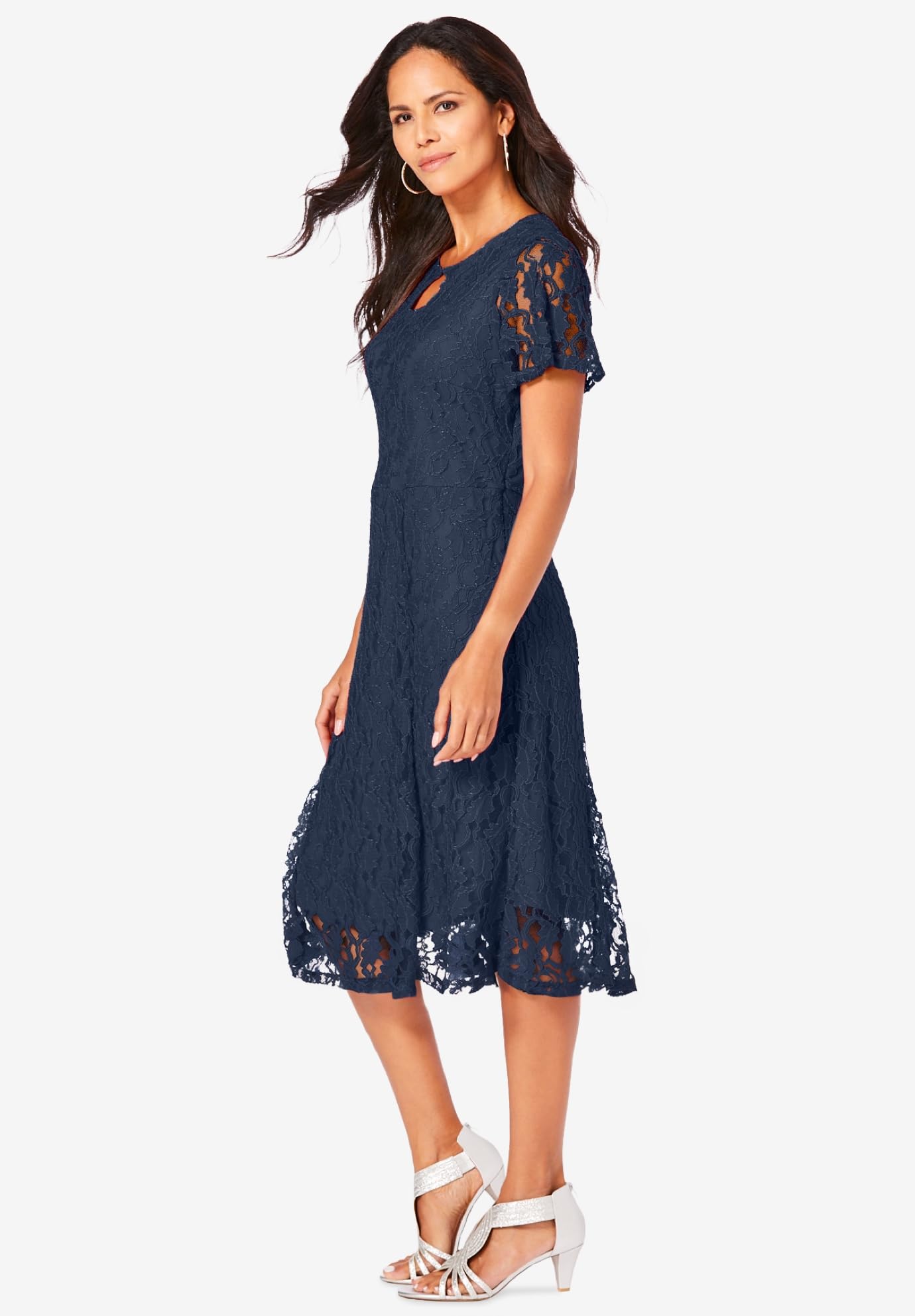Romantic Plus Size Keyhole Lace Dress for Women | Elegant Formal & Party Wear | Perfect for Weddings, Cocktail Parties & Date Nights