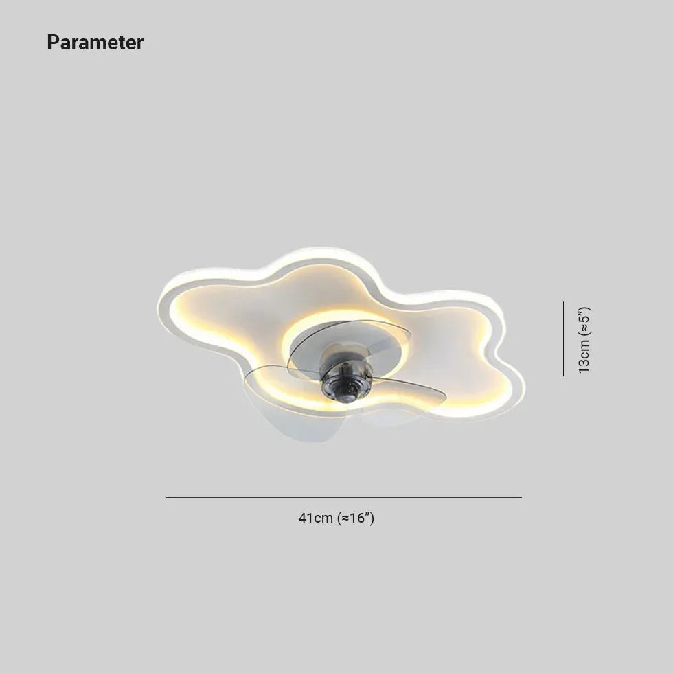 Modern White Irregular Ceiling Fan with LED Light - Energy Efficient Cooling & Stylish Lighting for Living Room, Bedroom, or Patio