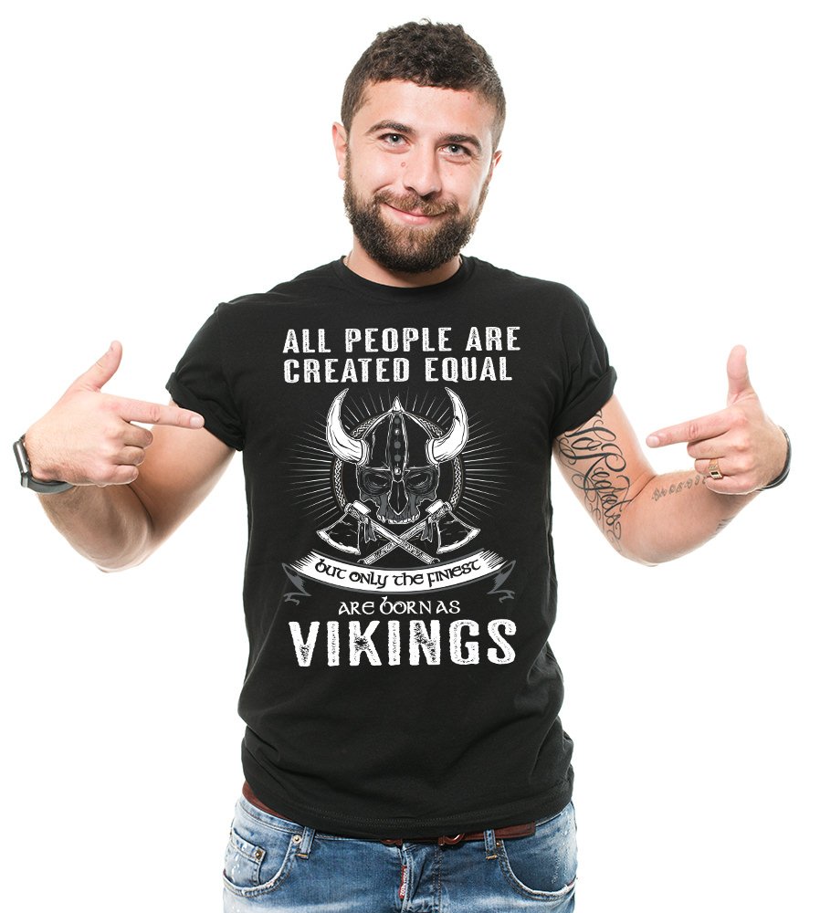 Viking T-Shirt for Men - Born as Viking Tee - Norse Heritage & Viking Culture Apparel - Perfect for Viking Fans, LARP Events & Medieval Reenactments
