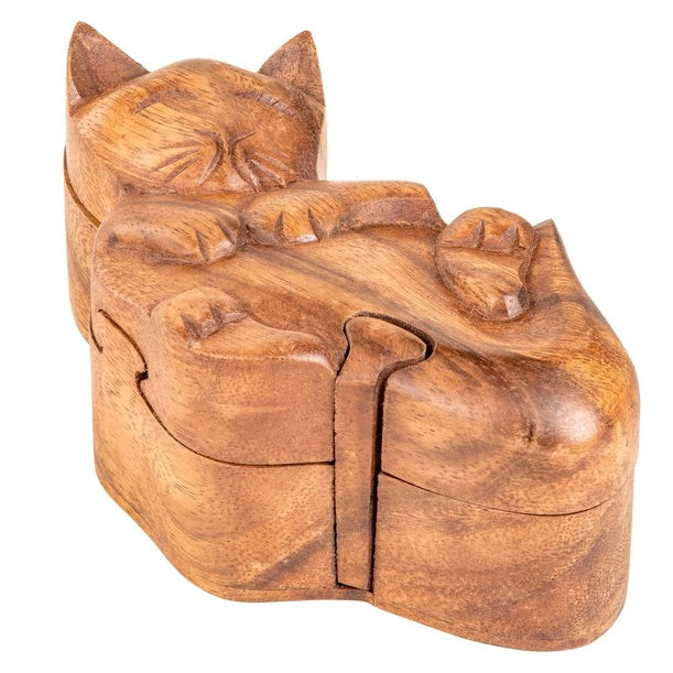 Interactive Wooden Puzzle Box for Cats - Fun & Challenging Toy for Indoor Play, Training & Mental Stimulation | Perfect for Playtime, Boredom Relief & Smart Cat Games