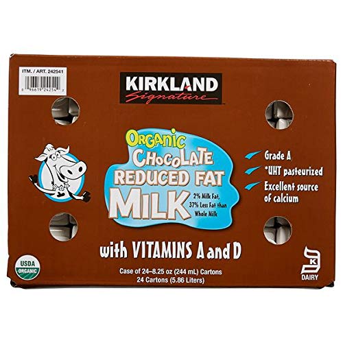 Kirkland Signature Organic 2% Reduced Fat Chocolate Milk - 24 Pack (8.25 oz Each) | Healthy School Lunch Drink, Post-Workout Recovery Beverage & Family Breakfast Option