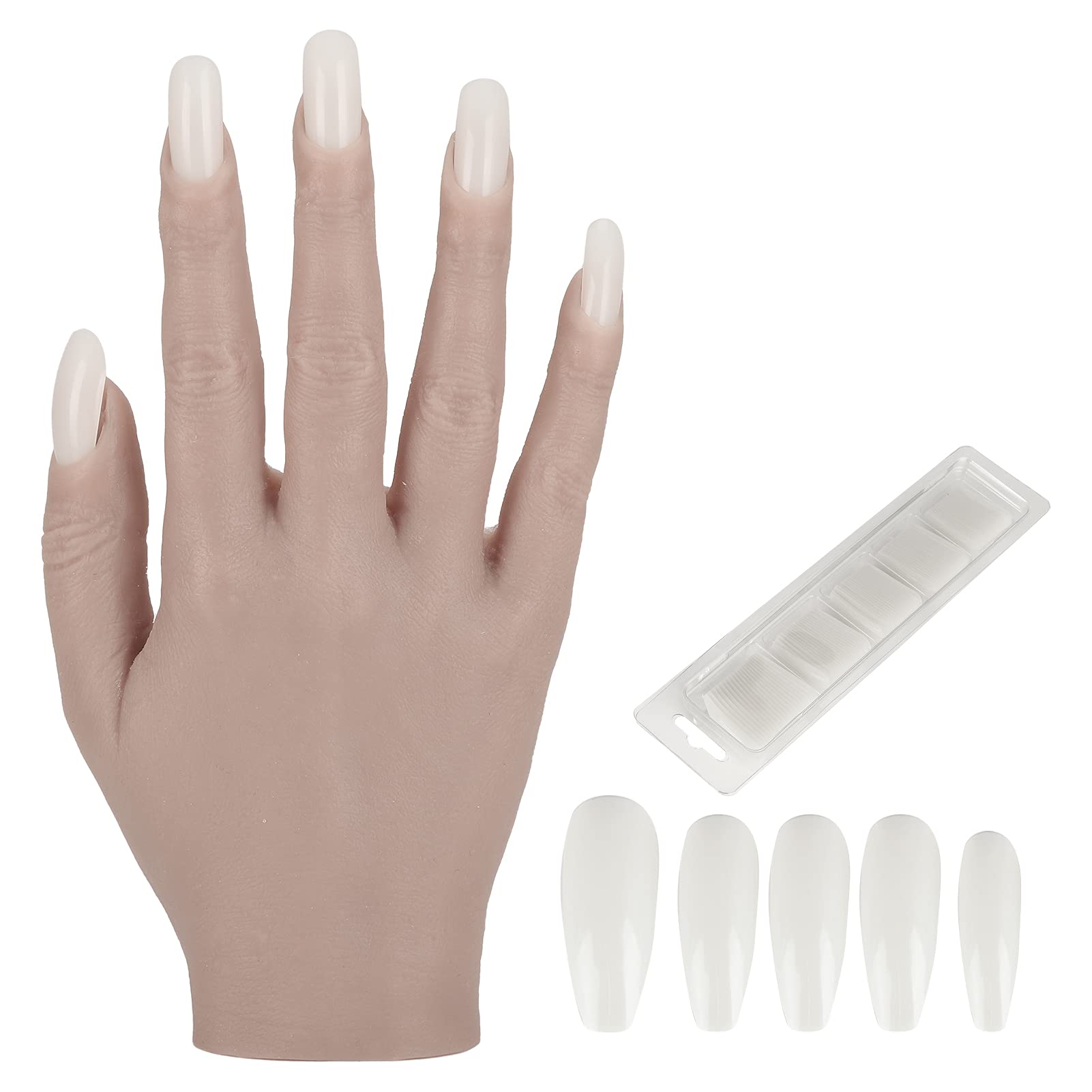 Professional Nail Art Training Hand - Realistic Flexible Joint High Simulation Silicone Practice Hand for Nail Technicians & Salon Students - Easy to Clean - Perfect for Nail Art Practice, Manicure Training & Salon Demonstrations (Model 01)