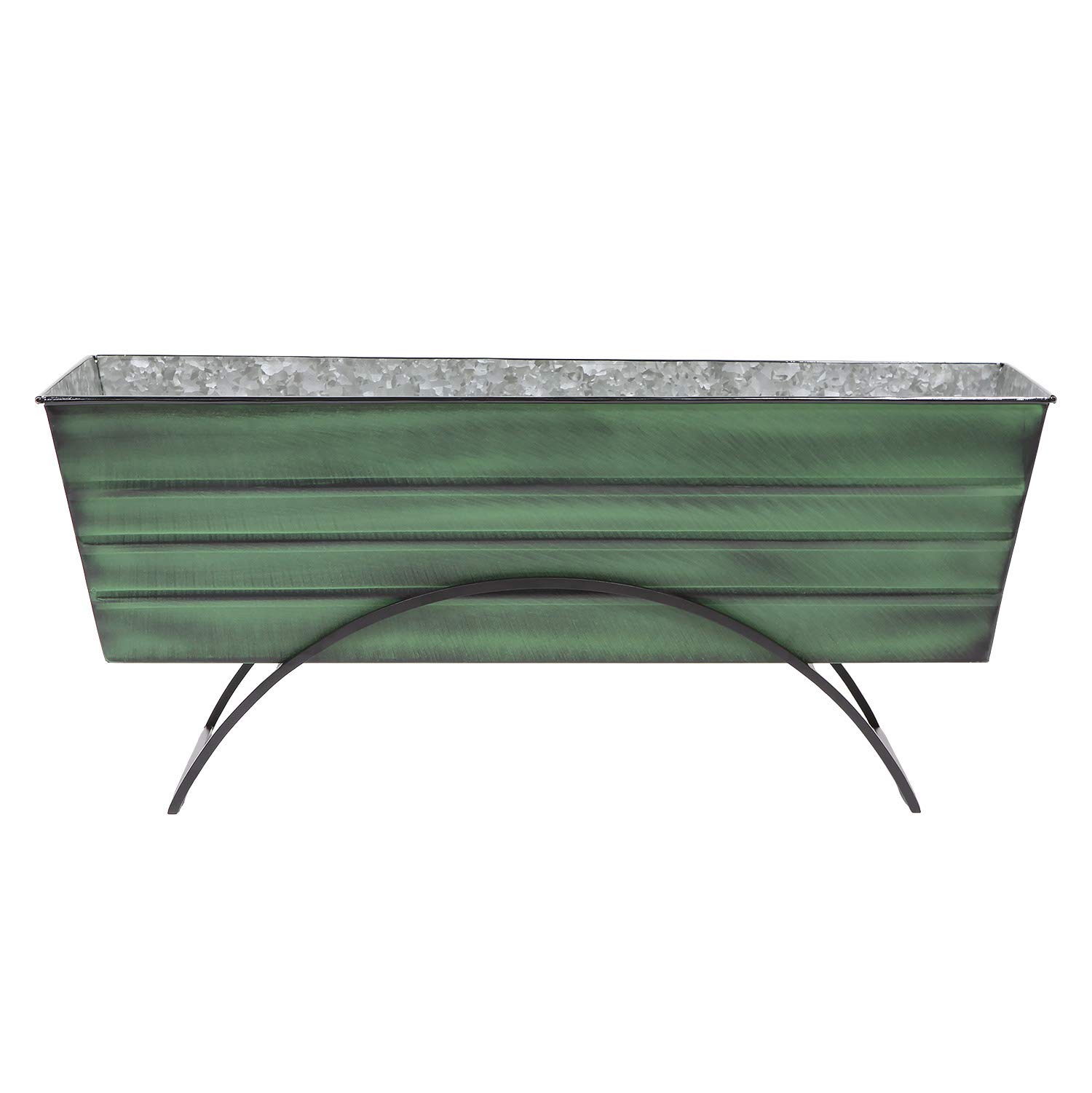 Achla Designs VFB-06-S Odette Large Green Flower Window Box with Stand - Perfect for Balcony, Patio & Garden Decor - Durable Outdoor Planter Box with Drainage Holes