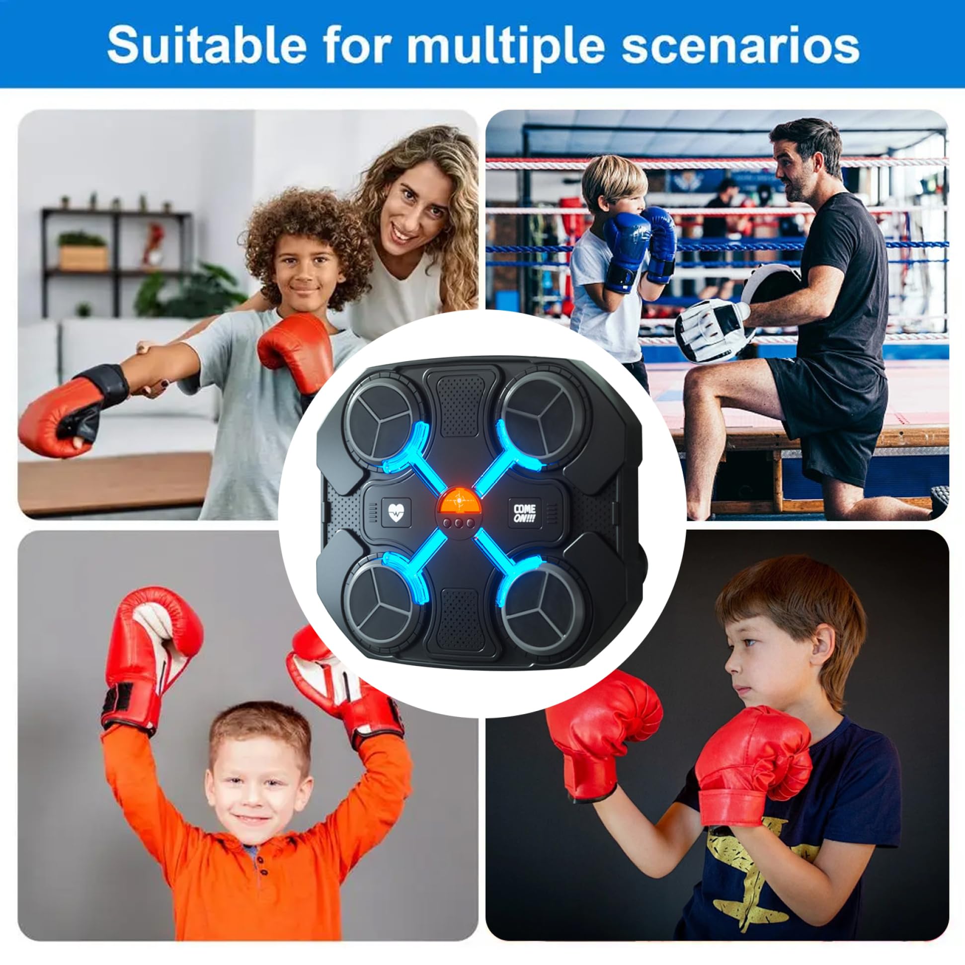 Smart Wall Mounted Boxing Machine with Music - Home Workout Boxing Target for Adults & Kids - Perfect for Fitness Training, Stress Relief & Family Fun - Black