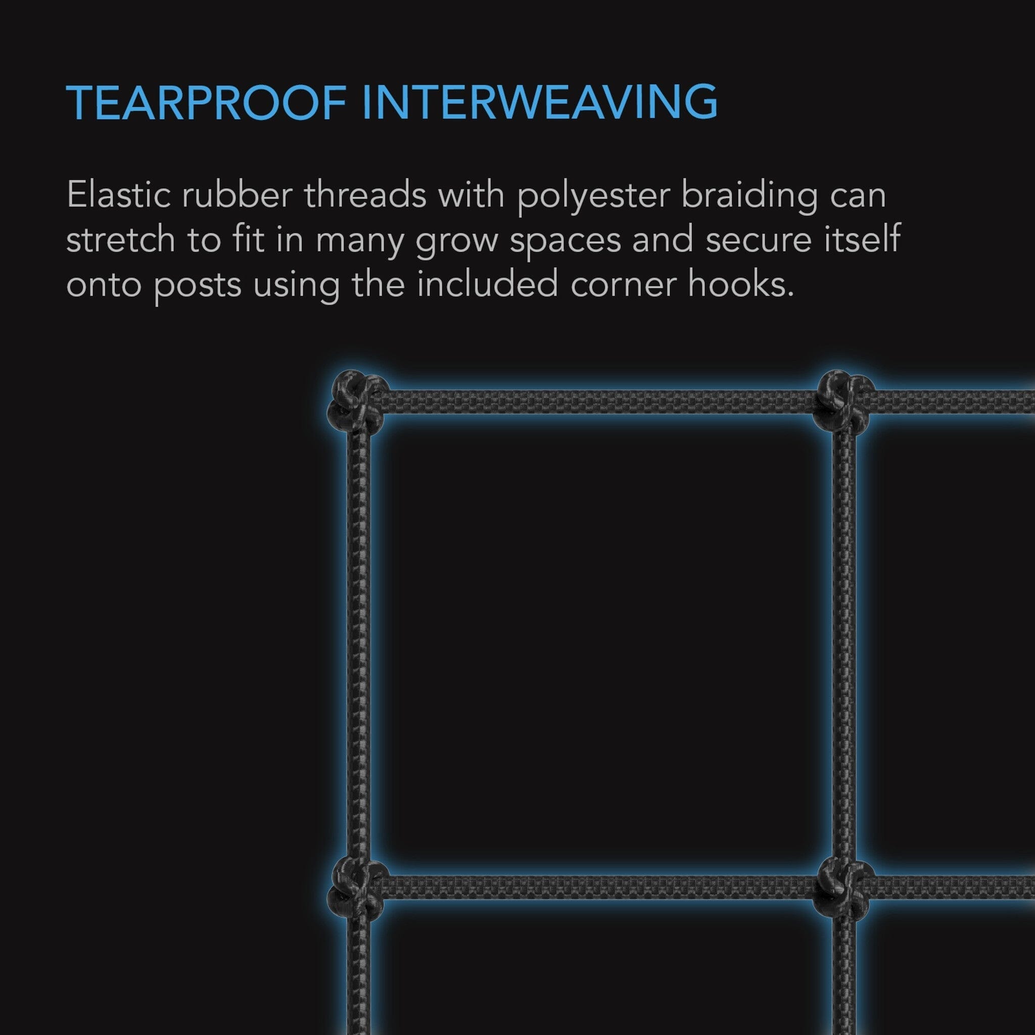 4x4 Feet Grow Tent Trellis Netting with Flexible Elastic Cords - Perfect for Indoor Plant Support & Hydroponic Gardening