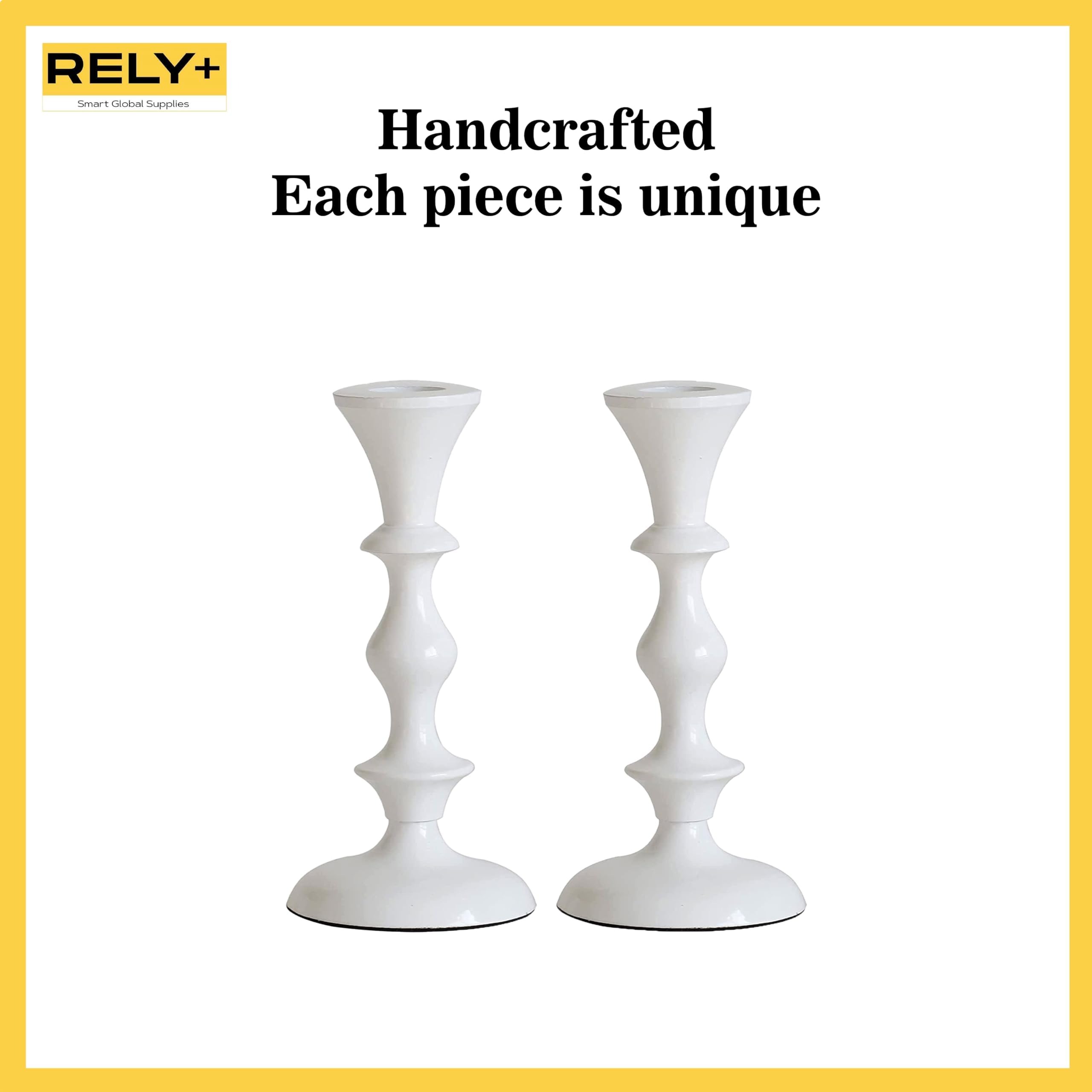 Elegant White Candle Holders Set of 2 - Decorative Taper Candle Sticks for Wedding, Dinner Party & Home Decor - Perfect Centerpiece for Romantic Tablescapes, Holiday Decorations and Special Occasions