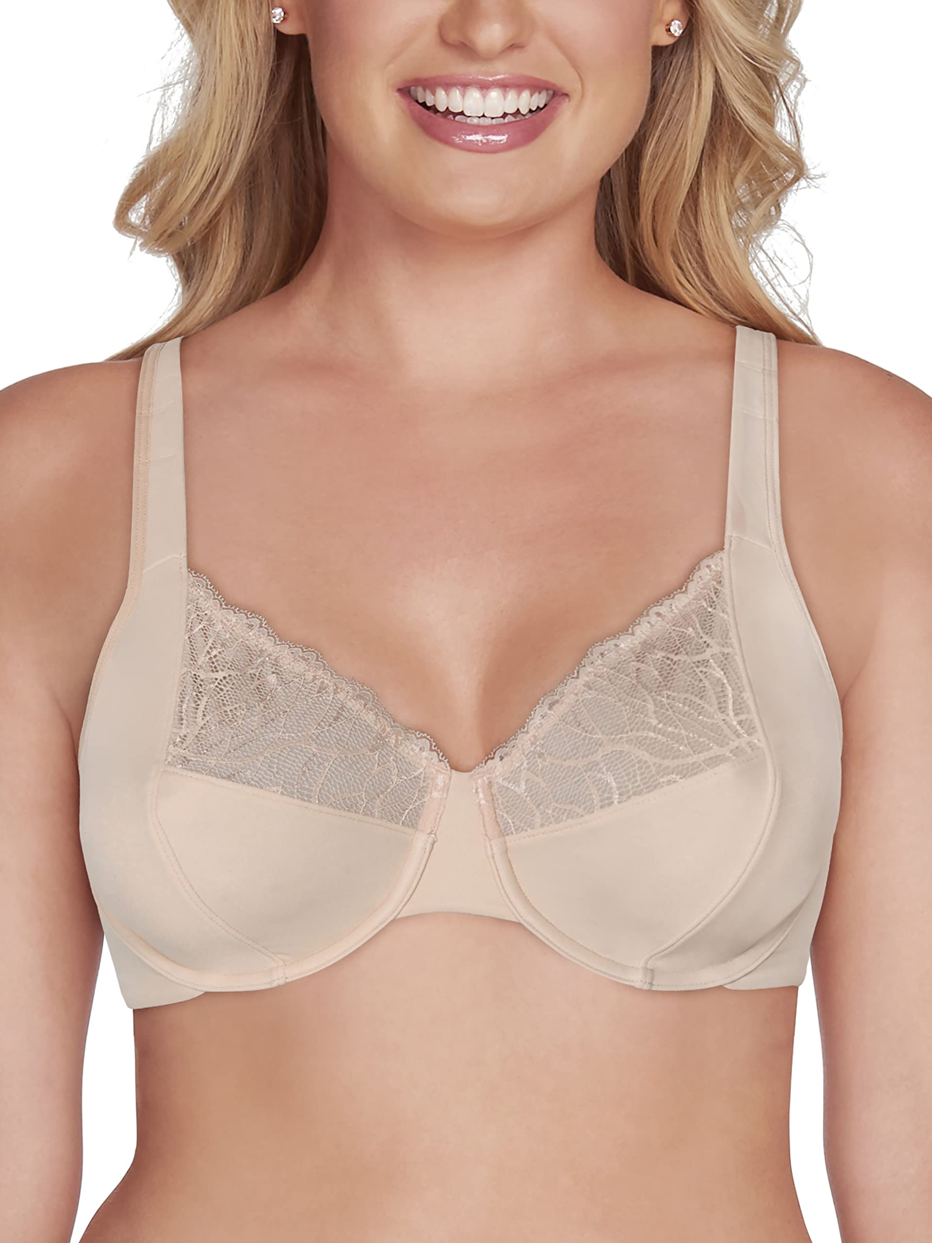 Vanity Fair Women's Flattering Lace Full Figure Minimizer Underwire Bra - Comfortable Support for Everyday Wear, Work & Special Occasions