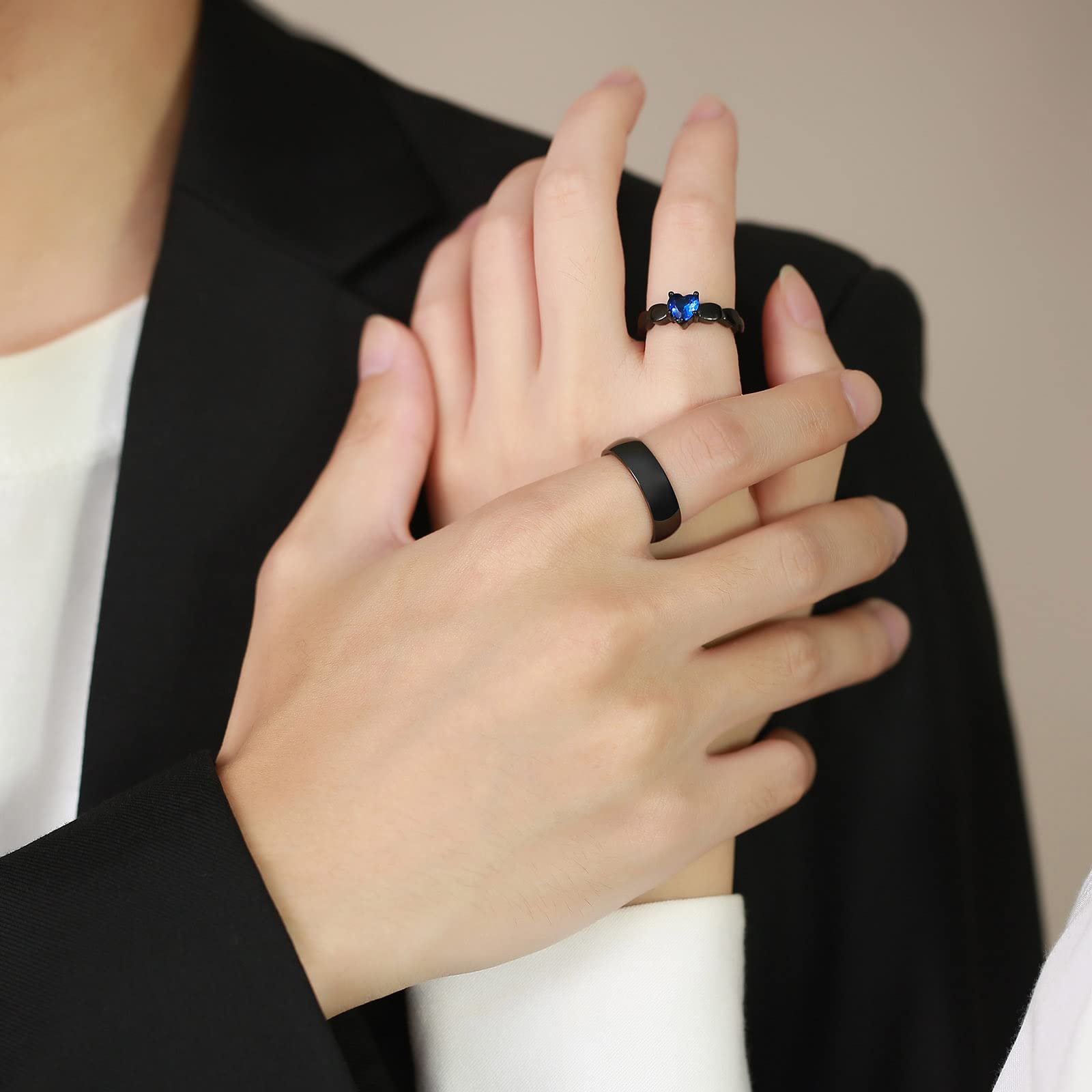 VNOX 2-Piece Custom Couple Rings Set - His & Hers Stainless Steel Promise Rings, Wedding Bands & Engagement Rings for Men & Women | Perfect for Anniversaries, Valentine's Day & Romantic Gifts