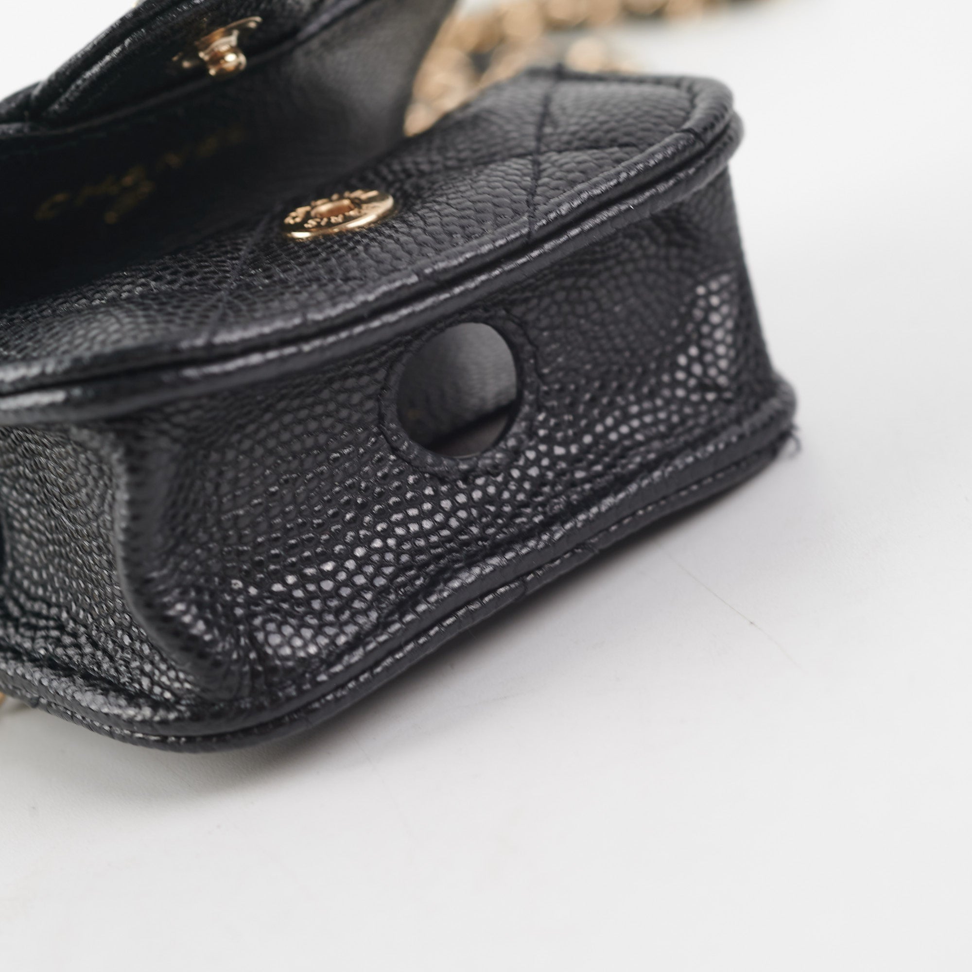 Chanel Quilted Caviar AirPods Case for AirPods Pro 1/2/3 & AirPods 1/2/3 - Luxury Black Leather Protective Cover - Perfect for Travel, Work & Daily Use