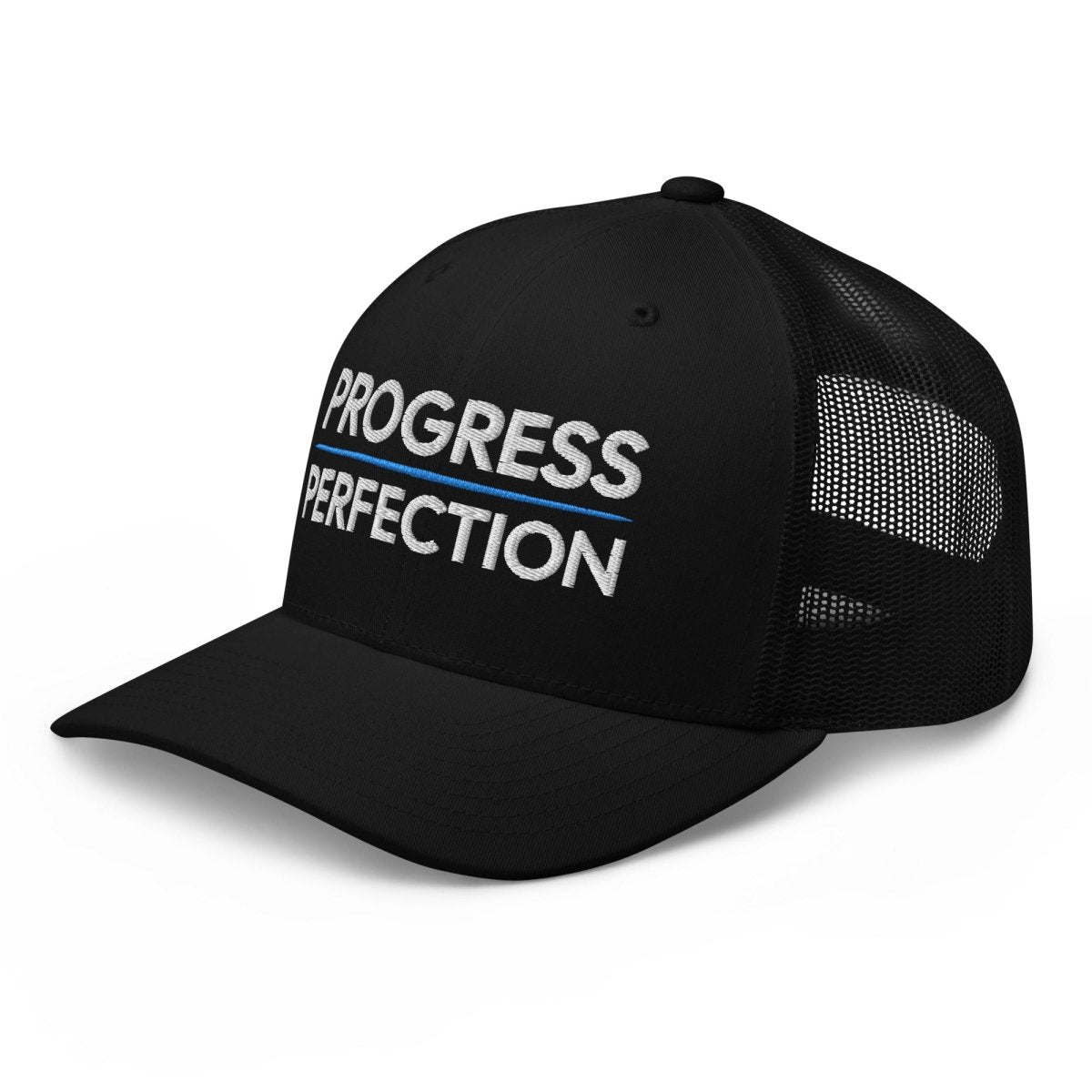 Progress Over Perfection Trucker Hat - Motivational Baseball Cap for Men & Women - Perfect for Gym, Workouts, Running, and Outdoor Activities