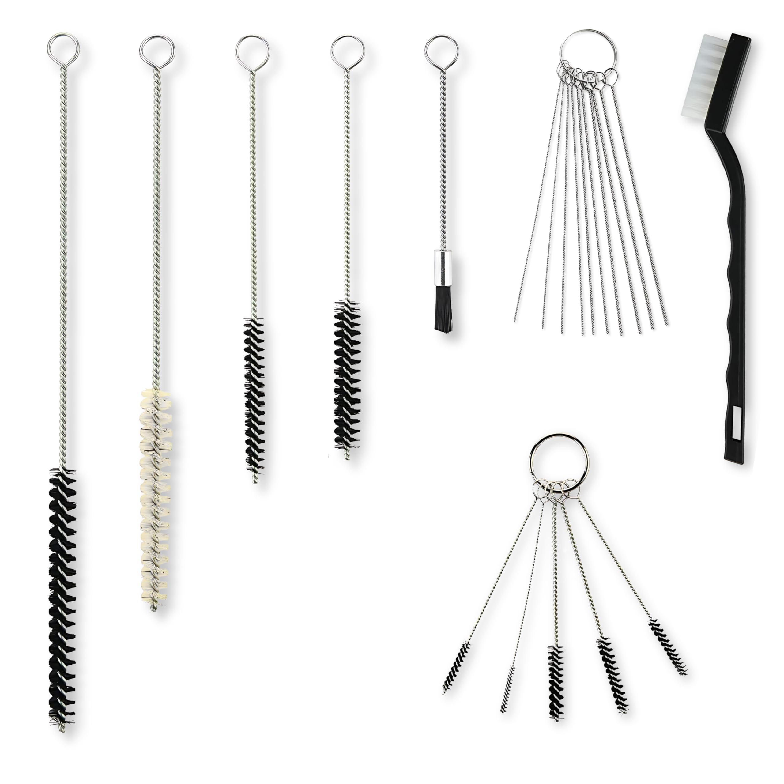 17-Piece Nylon Mini Cleaning Brush Set for Metal Straws, Airbrush, Spray Gun, Hummingbird Feeders & Coffee Machines - Perfect for Home, Kitchen, Workshop and DIY Cleaning Tasks