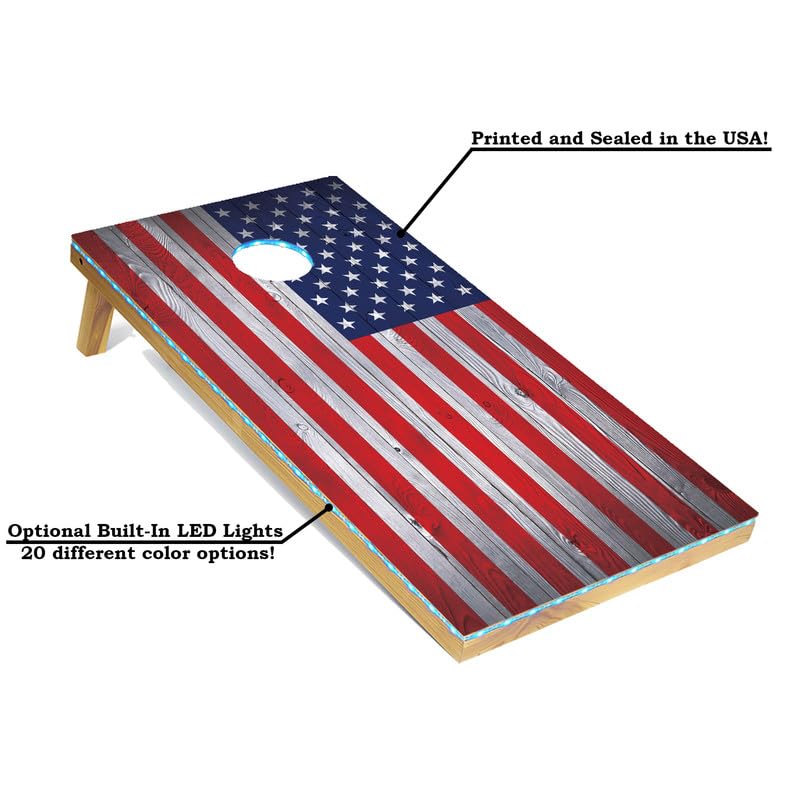 Premium Tournament-Grade Regulation Cornhole Boards Set with 8 Bean Bags & Carrying Case - 4'x2' LED Cornhole Toss Game for Tailgating, Backyard Parties, and Outdoor Events