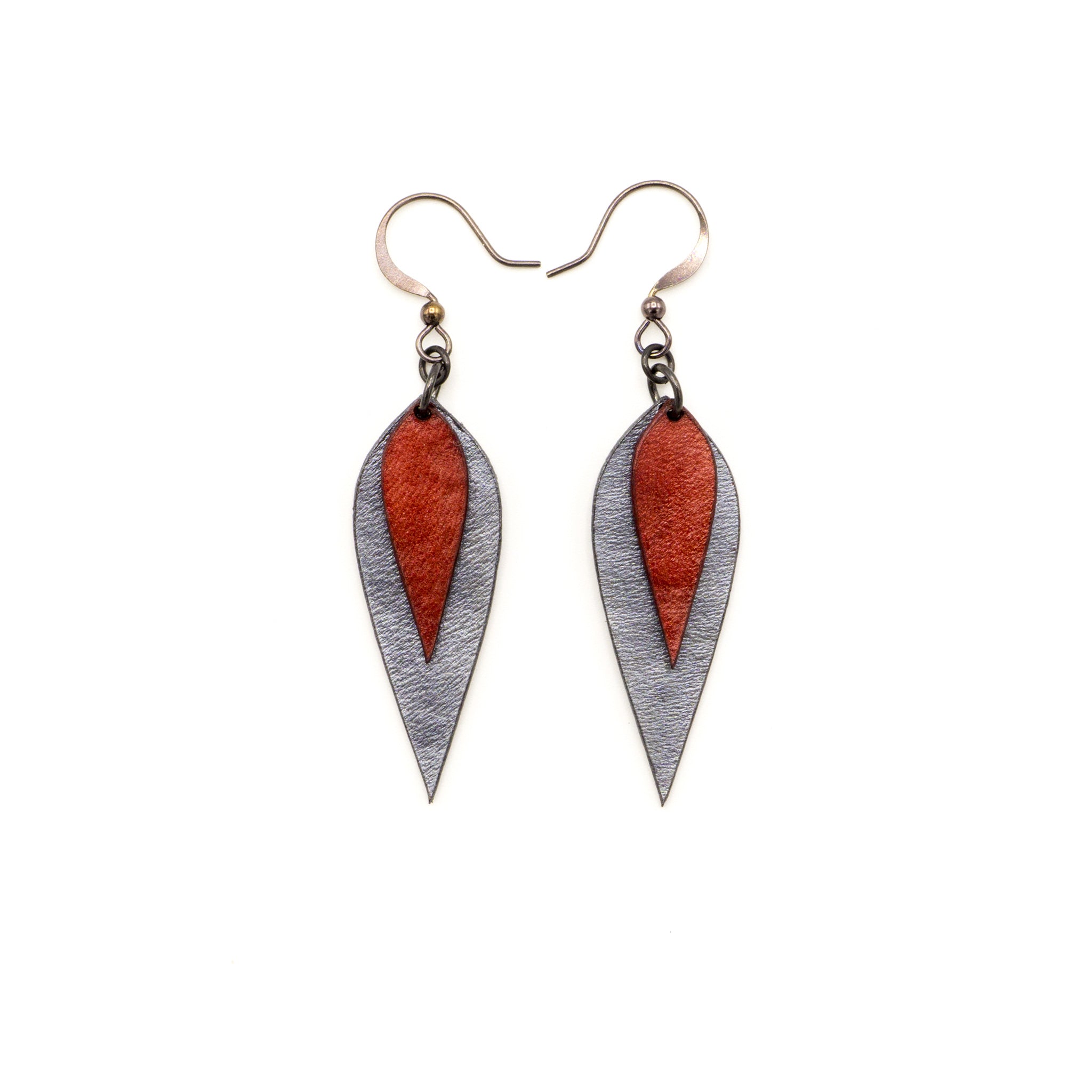 Innera Genuine Leather Earrings with Silver & Red Pearl Accents - Elegant Boho Jewelry for Women | Perfect for Parties, Weddings & Everyday Wear