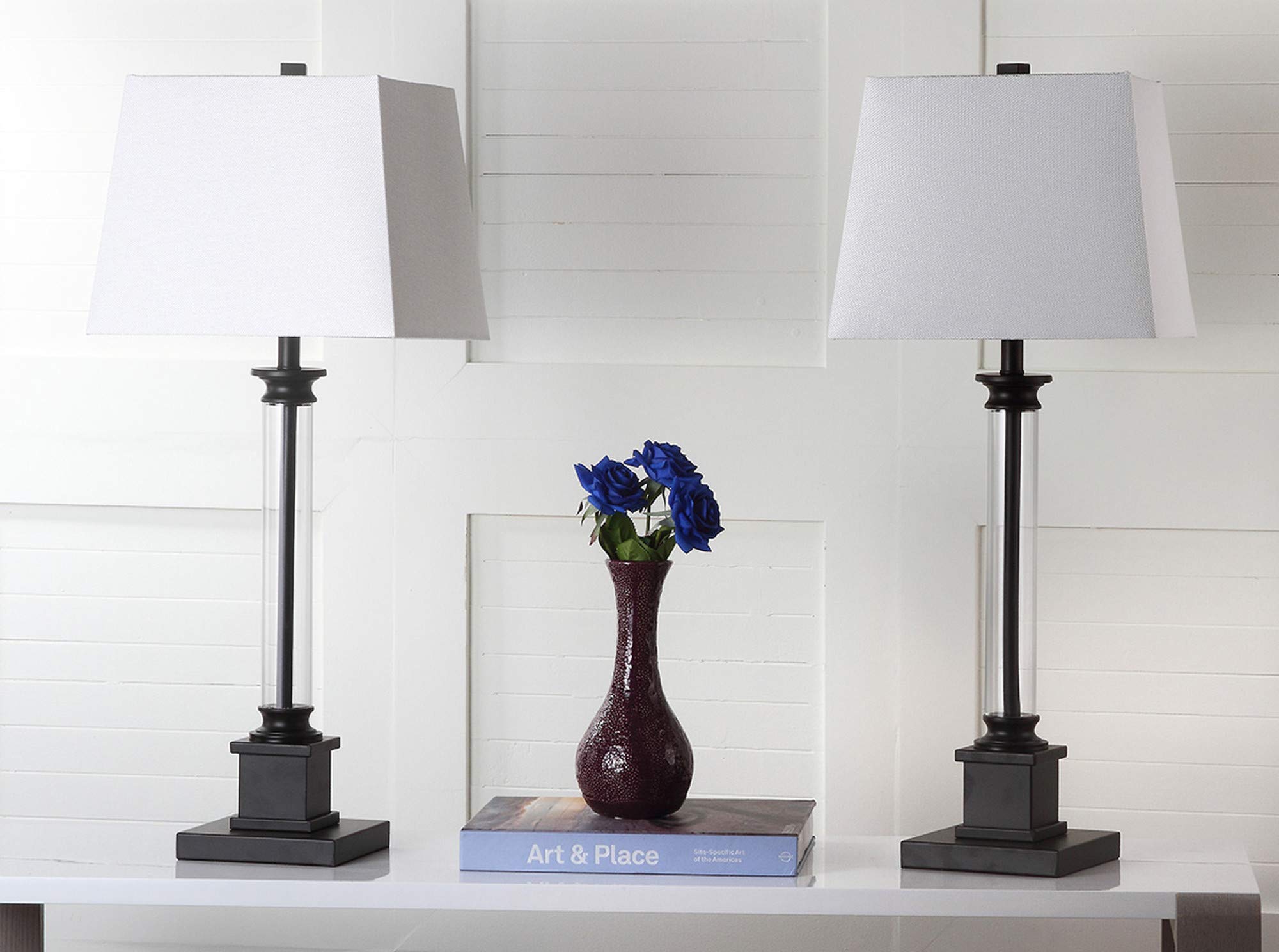 SAFAVIEH Davis Modern Farmhouse Black 31-Inch Table Lamp Set of 2 with LED Bulbs - Perfect for Bedroom, Living Room, Home Office & Nightstand Lighting