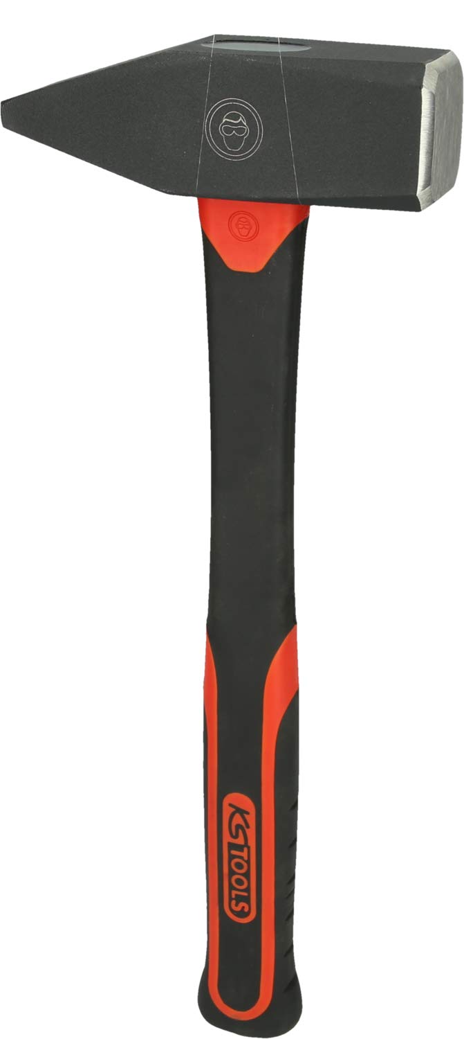 KS Tools 142.1405 Fiberglass Handle Fitters Hammer - 2000g Heavy Duty Construction Tool for Metalworking, Plumbing, and Automotive Repair