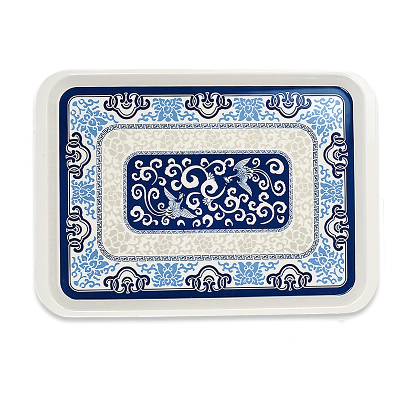 **Elegant Rectangular Plastic Serving Tray - Large Size, Sturdy & Durable for Restaurants, Home, Hotel Decor - Perfect for Dining, Entertaining & Decorative Displays**