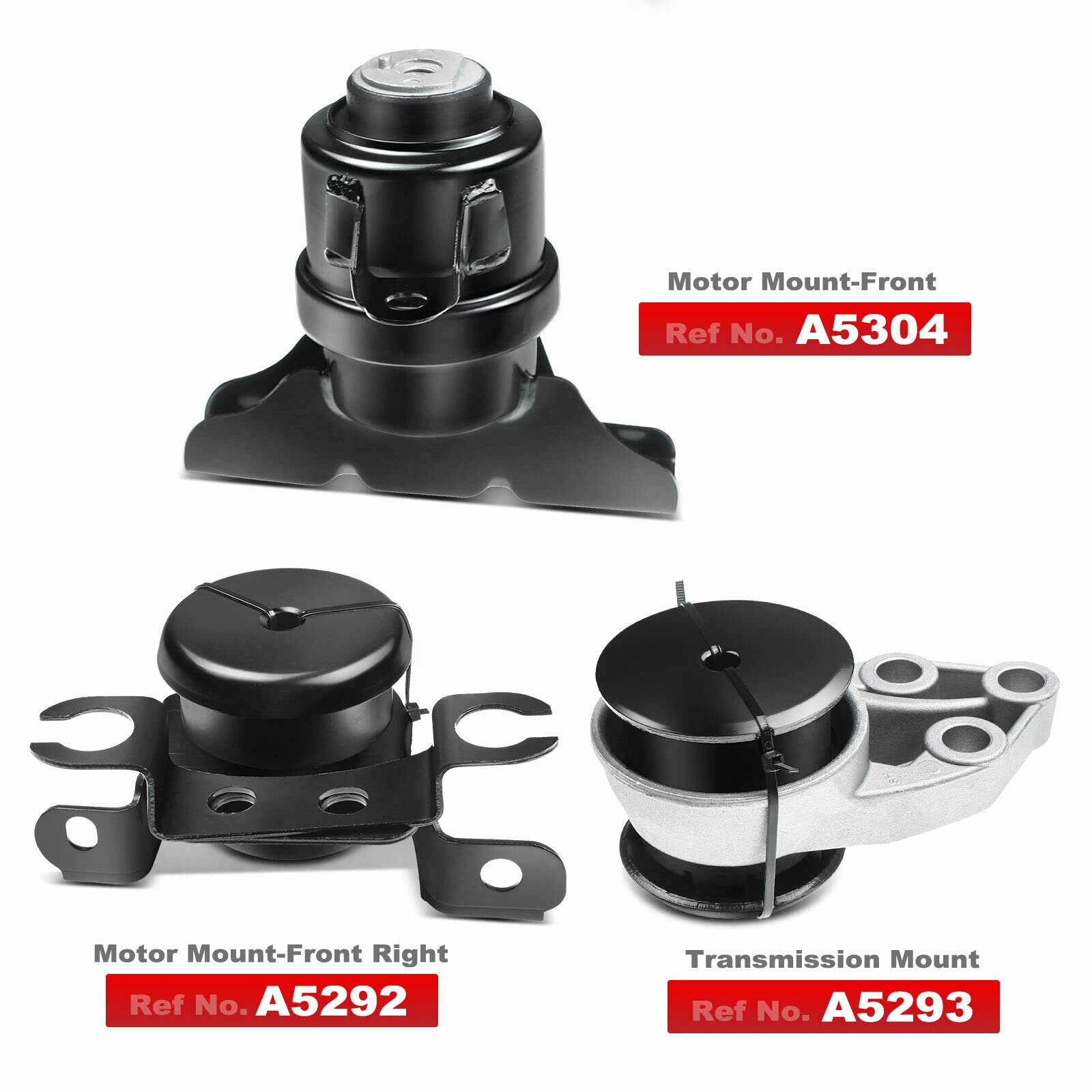 3x Engine Motor & Transmission Mount Set Compatible with Ford Escape Mazda Tribute 2001-2004 2.0L 3.0L - Durable Rubber Bushings for Smooth Ride & Vibration Reduction - Perfect for Off-Roading, Daily Commuting & Heavy Loads