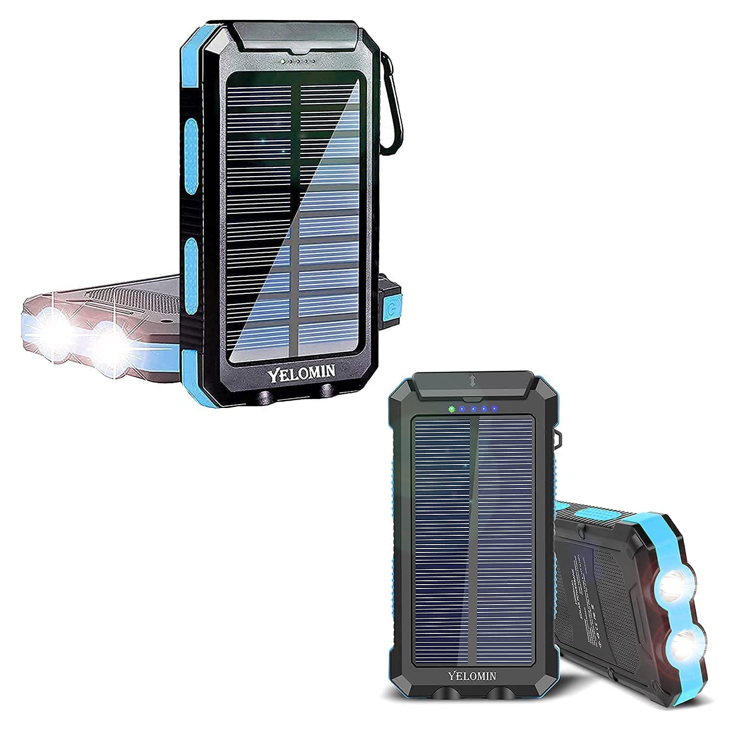 20000mAh Solar Power Bank & 30000mAh Solar Charger - Portable Phone Charger for iPhone, Android | Waterproof Outdoor Emergency Power Bank | Perfect for Camping, Hiking, Travel (Blue)