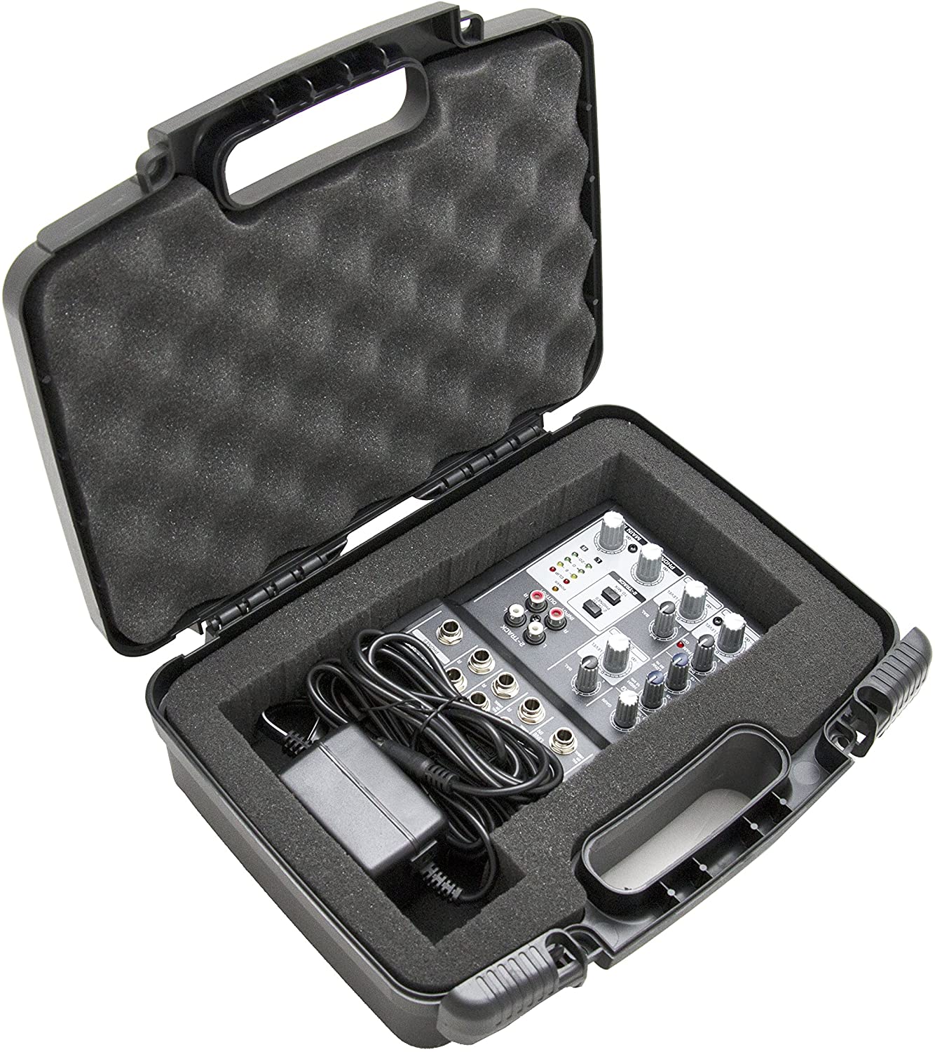 CASEMATIX DJ Mixer Case for Behringer Xenyx 502, Q502USB, 302USB - 5 Channel Audio Interface Protective Carrying Case with Custom Foam Insert | Perfect for DJ Gigs, Studio Sessions & Travel