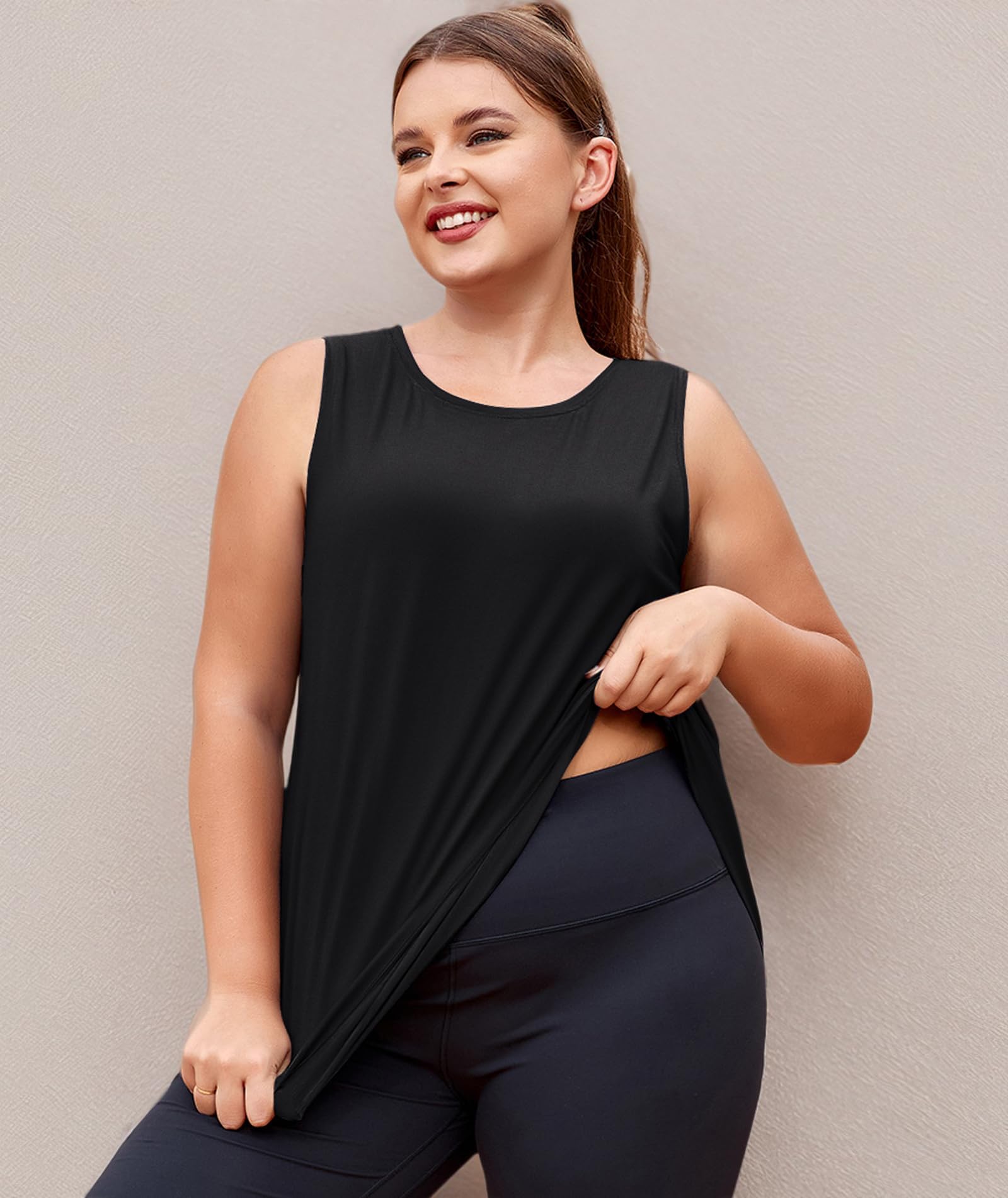 LALAGEN Plus Size Women's Workout Tank Tops - Sleeveless Flowy Yoga Athletic Running Shirts for Gym, Jogging & Casual Wear