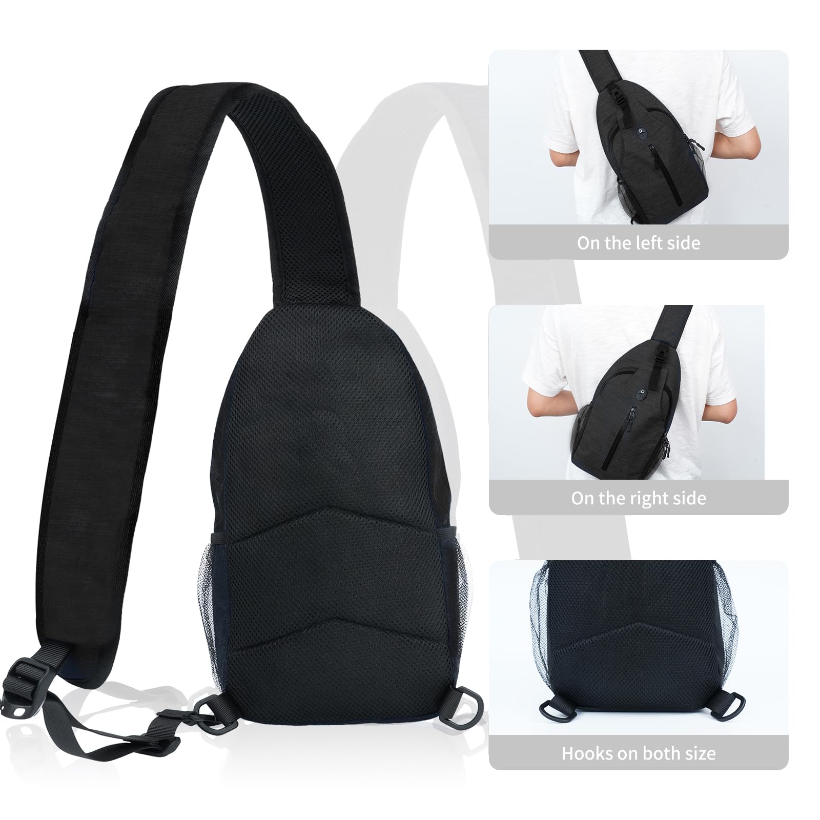 Monoki Sling Bag for Women & Men - Adjustable Crossbody Backpack with Water Bottle Pocket, Multi-Layer Design for Hiking, Travel & Daily Use - Perfect for Outdoor Adventures, Commuting & Casual Wear