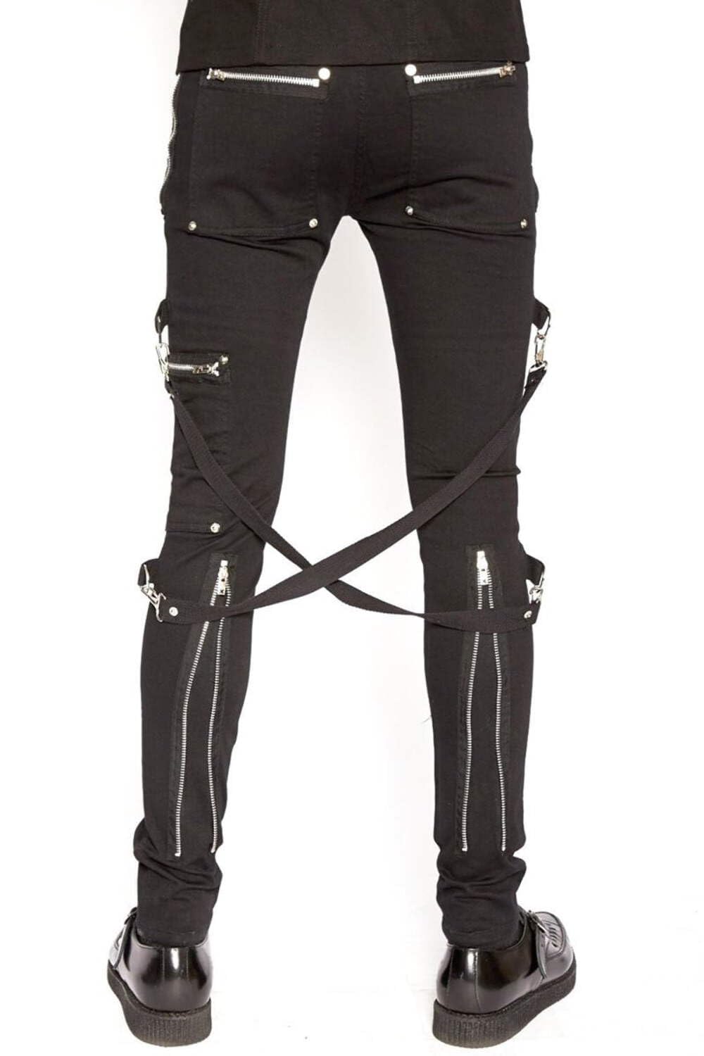 Tripp Chaos Bondage Pants for Women & Men - Gothic Punk Rock Style with Adjustable Straps & Buckles (Black) - Perfect for Concerts, Halloween & Alternative Fashion