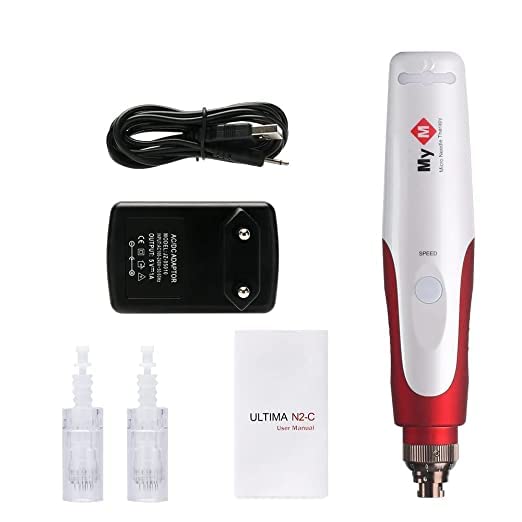 AHCP MyM Derma Pen with 2 Extra 12 Needle Cartridges - Professional Microneedling Device for Anti-Aging, Skin Rejuvenation & Facial Care | At-Home Beauty Treatment for Wrinkles, Acne Scars & Glowing Skin