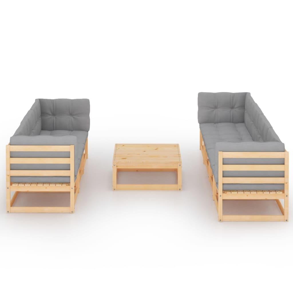 vidaXL 8-Piece Patio Lounge Set - Outdoor Garden Furniture with Sectional Sofa, Cushions & Coffee Table - Retro Style Solid Pine Wood - Perfect for Backyard, Poolside & Patio Relaxation