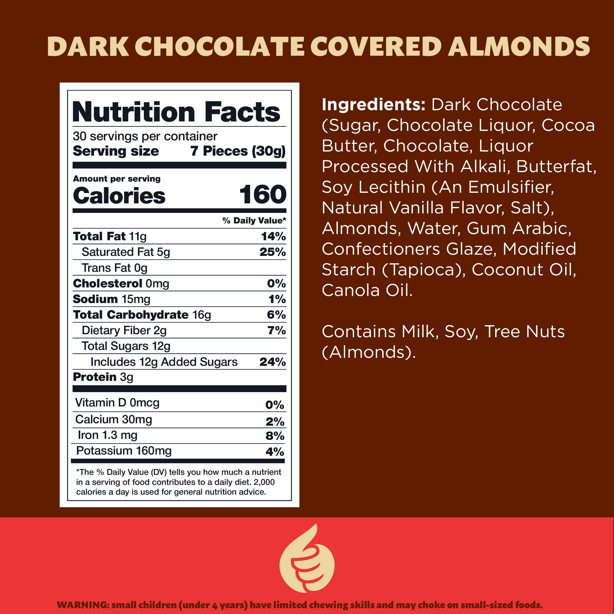Premium Dark Chocolate Covered Almonds - 2lb Bulk Bag | Healthy Snacks for Office, Parties & Gifting | Kosher, Vegan-Friendly Treats