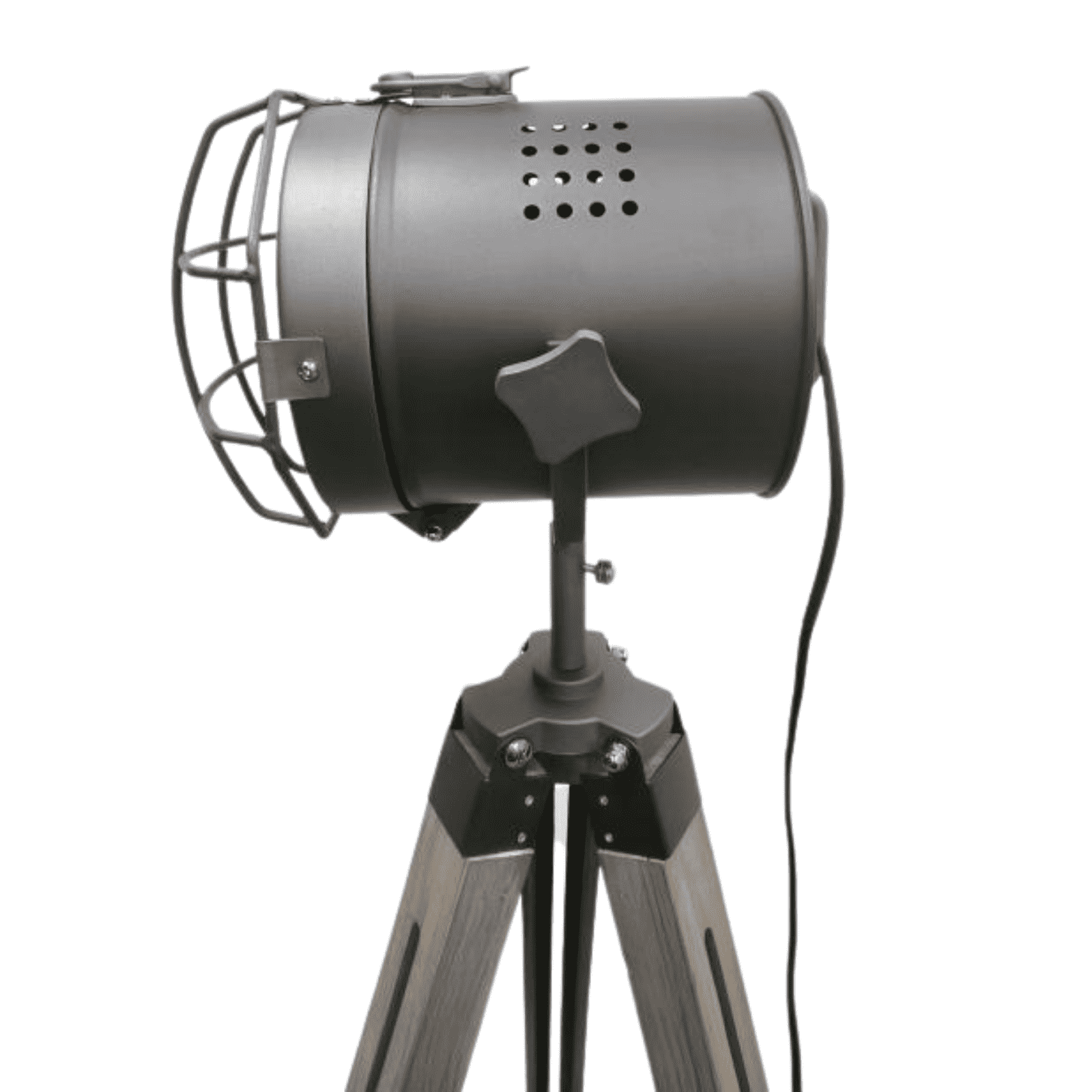 139cm Nautical Tripod Floor Lamp with Steel Grey Head - Adjustable Spotlight for Living Room, Bedroom, or Office - Modern Industrial Lighting for Home Decor