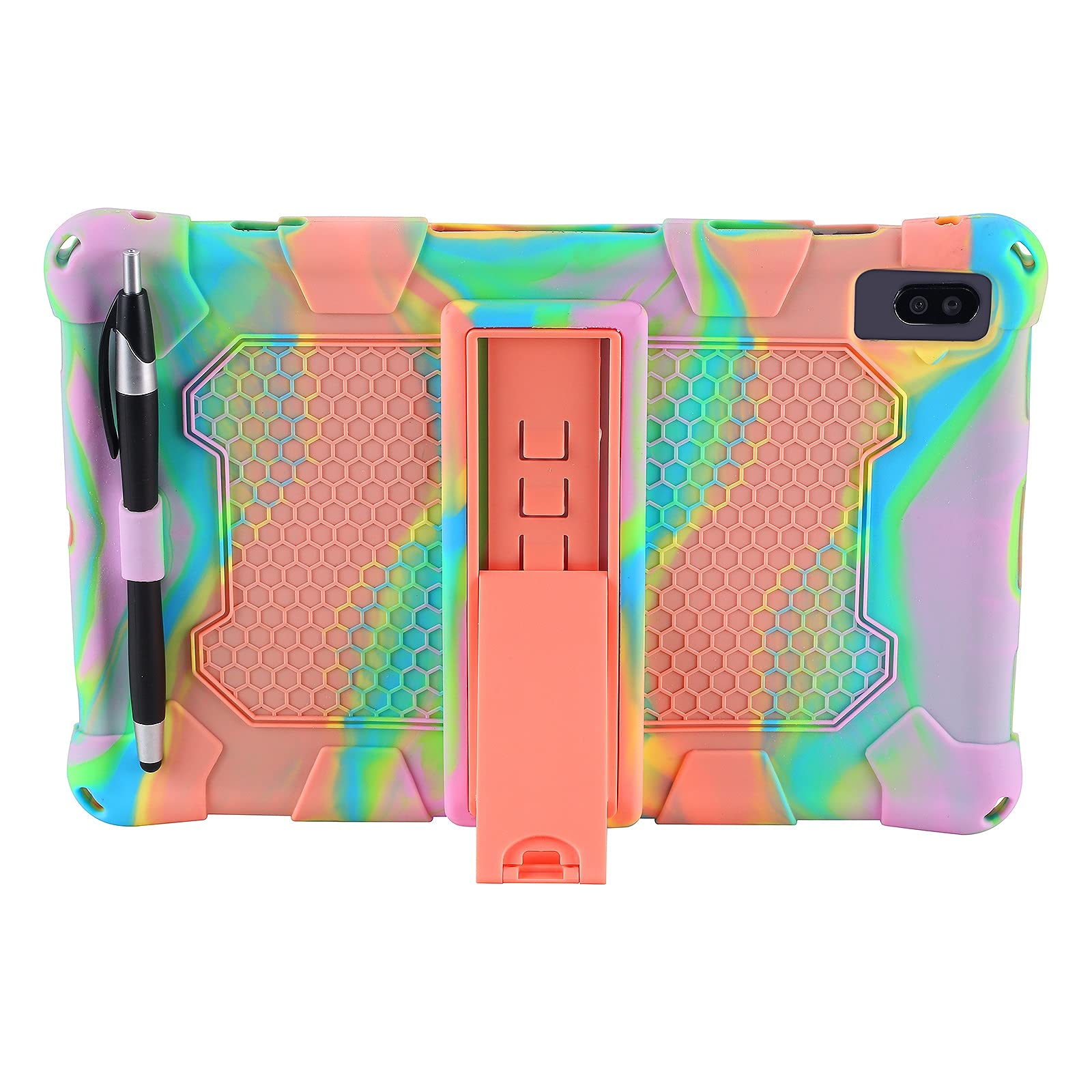 Premium Shockproof Silicone Case for Huawei MatePad 10.4 Inch Tablet - Soft Lightweight Protective Cover with Kickstand & Shoulder Strap | Perfect for Work, Travel, and Home Use (Pink Purple)