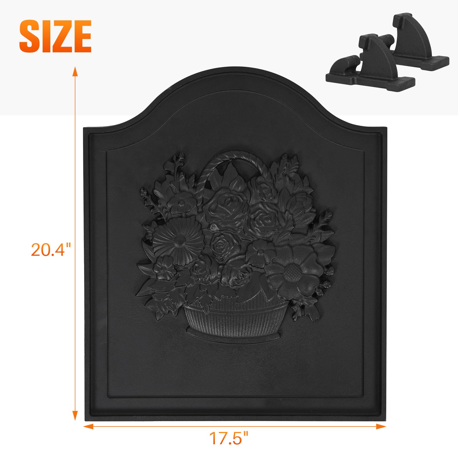 Cast Iron Fireback with Feet - 20